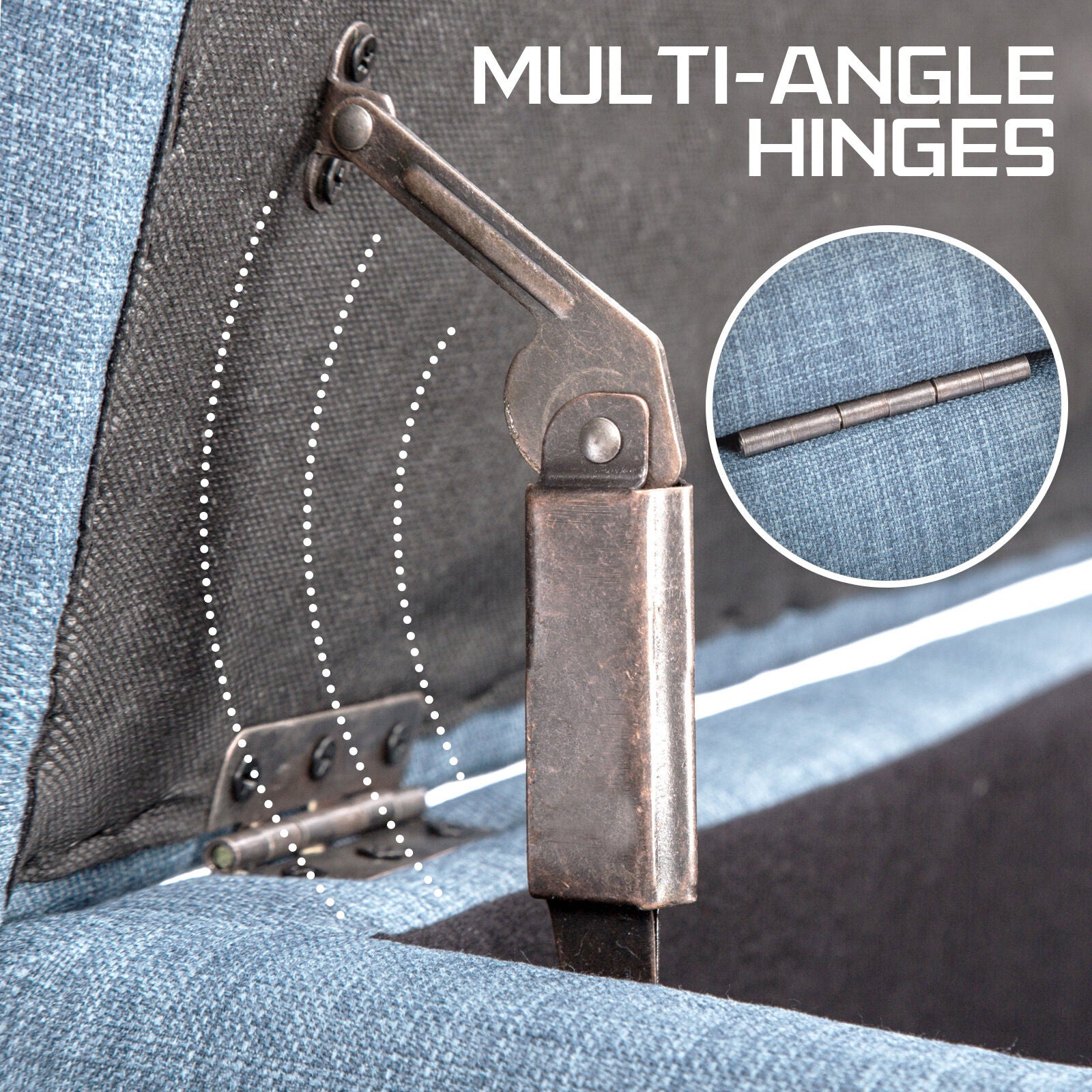 Storage Ottoman Stool 102cm Fabric LIGHT GREY BLUE 9