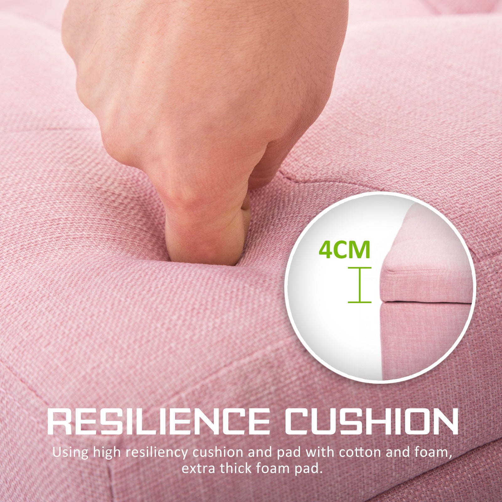 Storage Ottoman Stool 102cm Fabric PINK 7