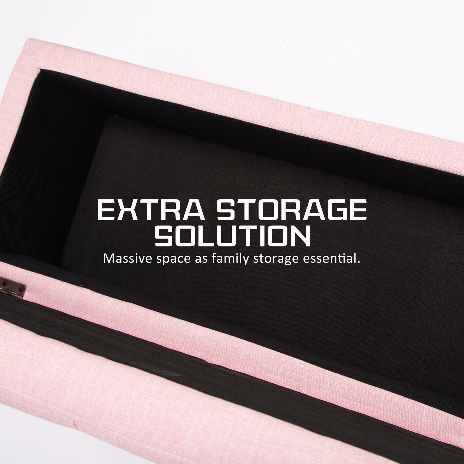 Storage Ottoman Stool 102cm Fabric PINK 8