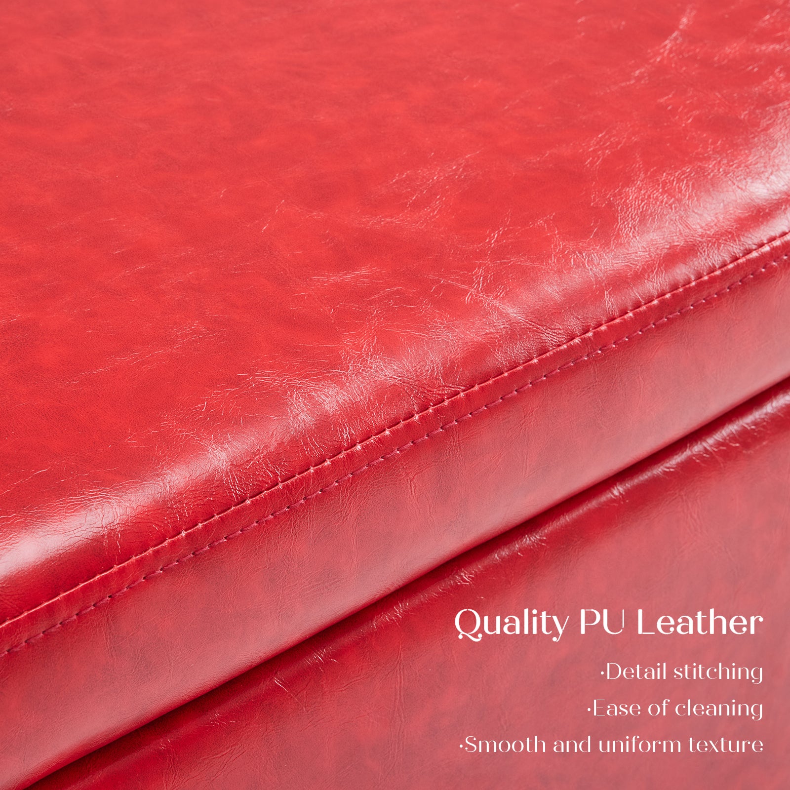 Storage Ottoman Stool Bench Seat 97cm PU Leather RED 5