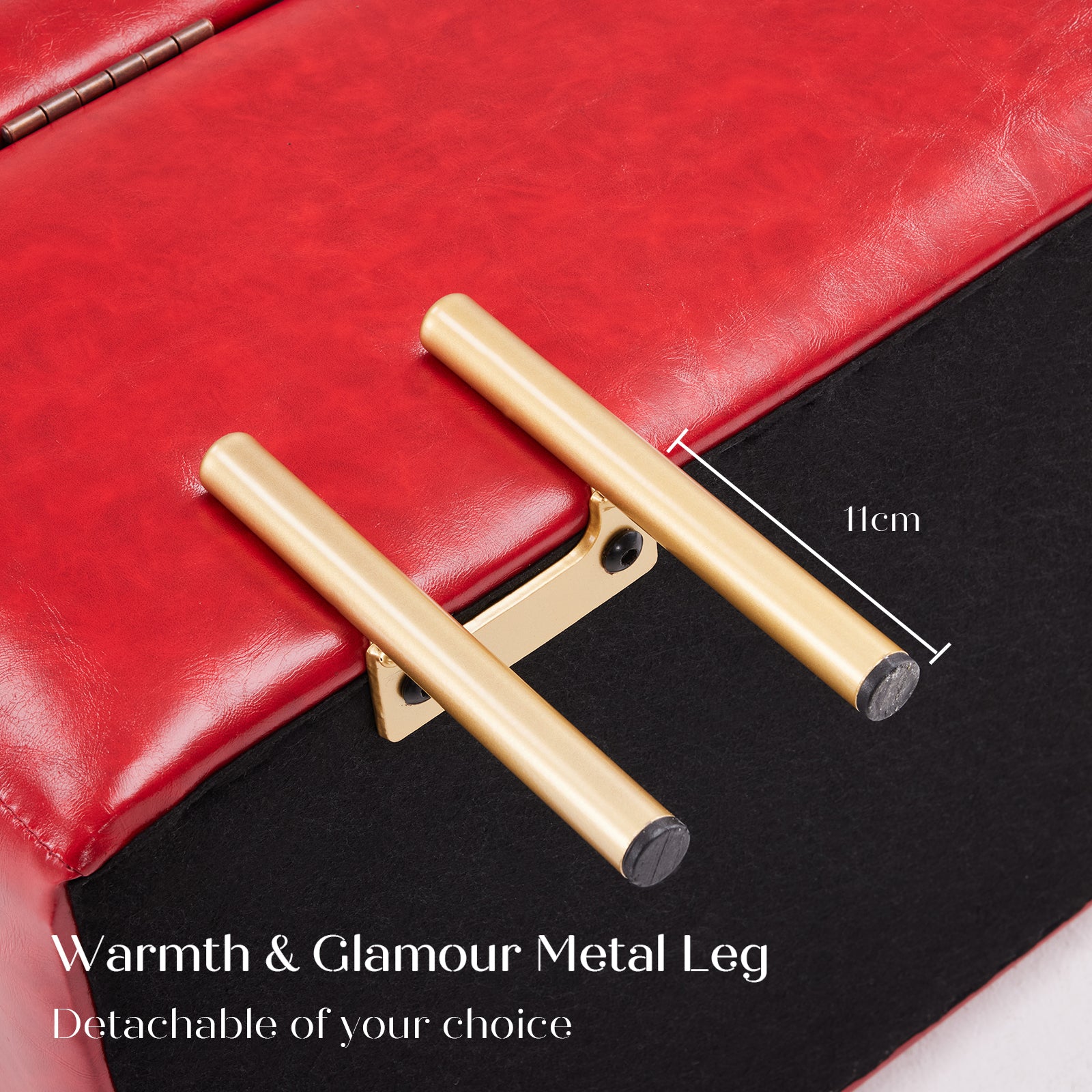 Storage Ottoman Stool Bench Seat 97cm PU Leather RED 10