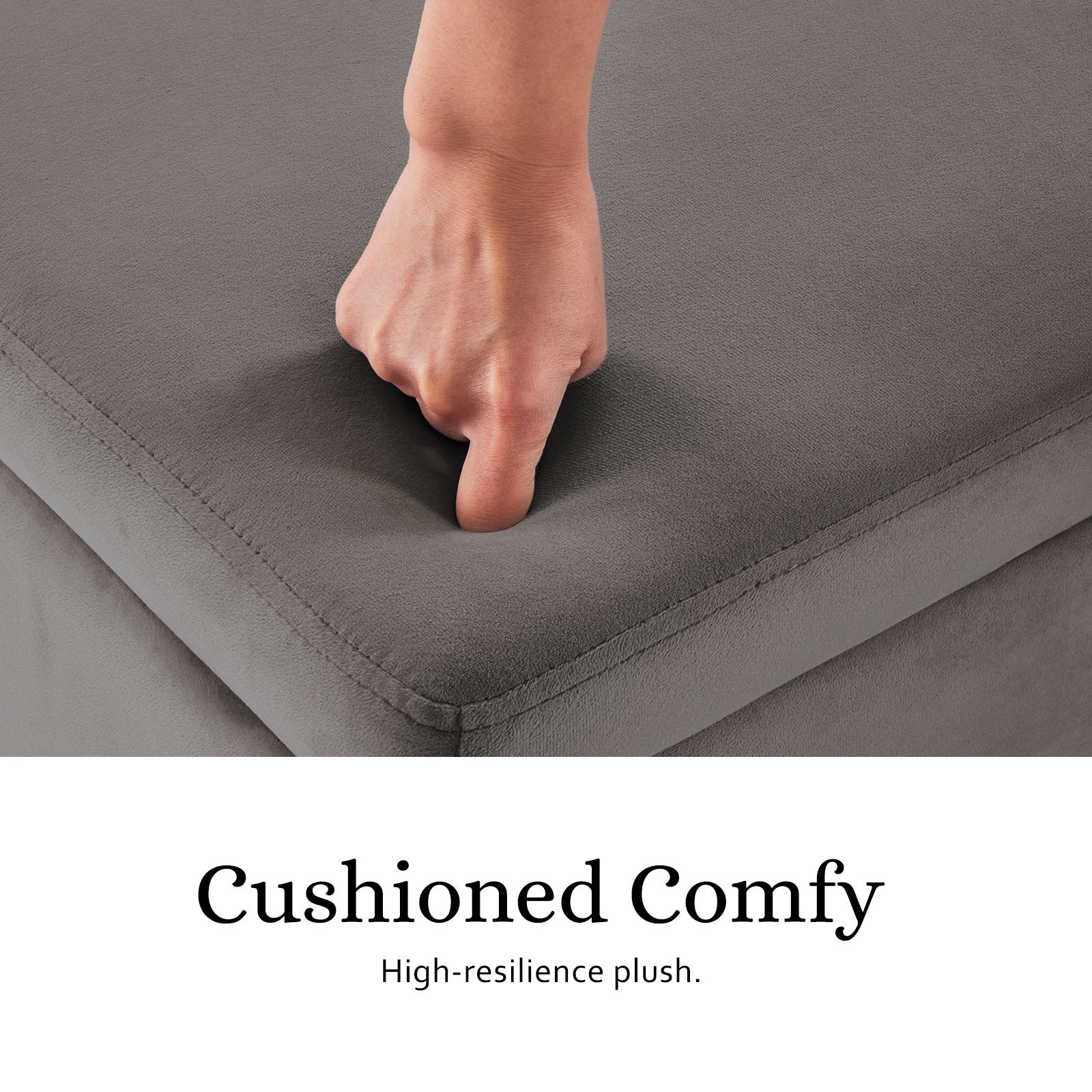 Storage Ottoman Stool Bench Seat 110cm Velvet GREY 5