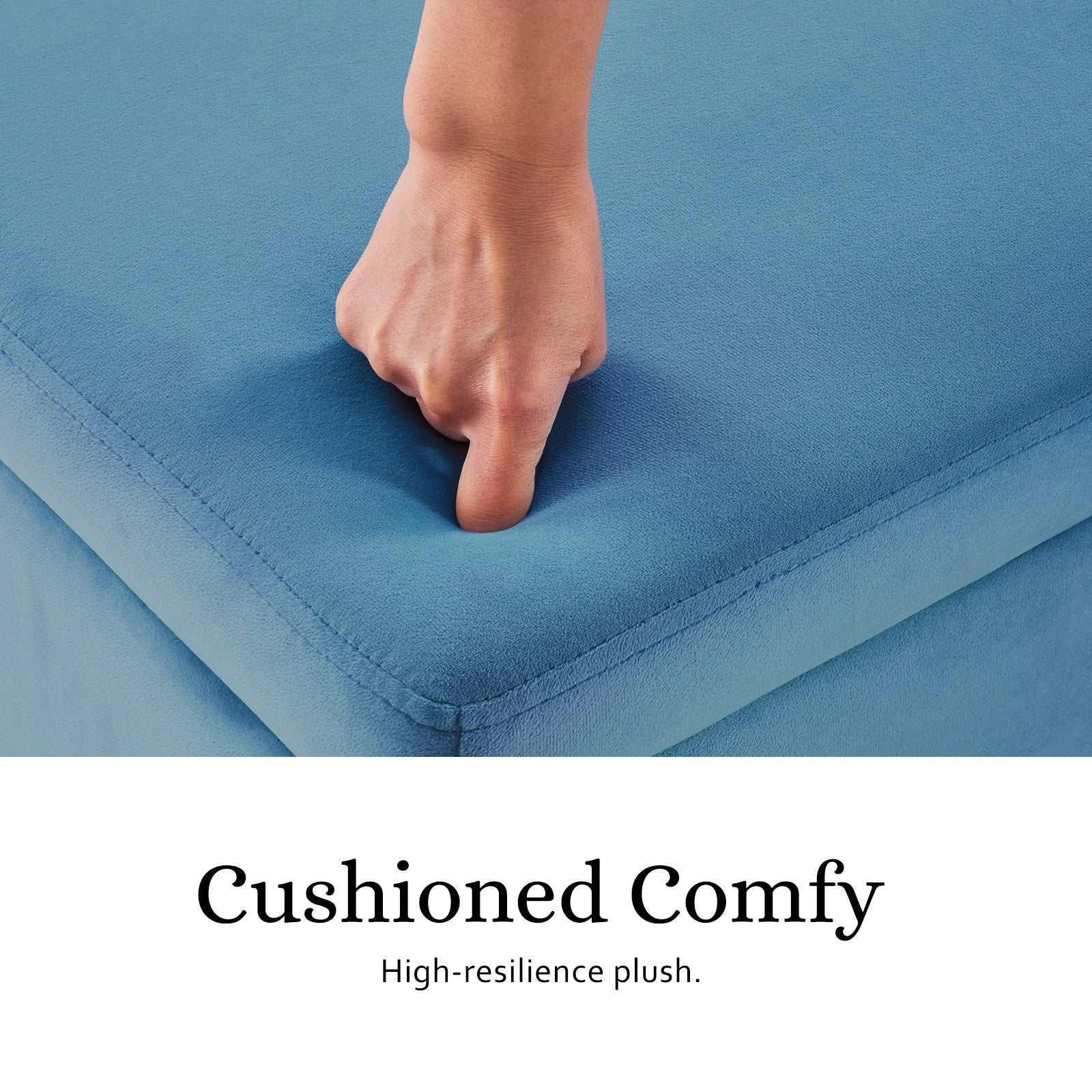 Storage Ottoman Stool Bench Seat 110cm Velvet OCEAN BLUE 5