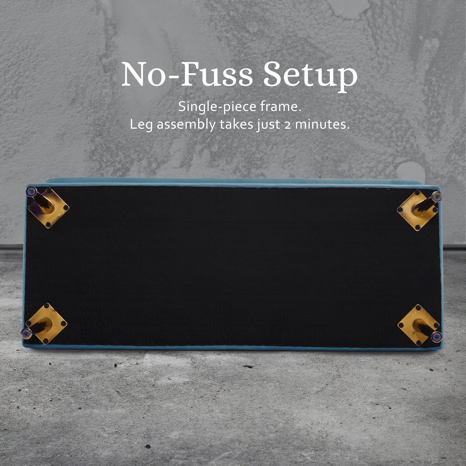 Storage Ottoman Stool Bench Seat 110cm Velvet OCEAN BLUE 6