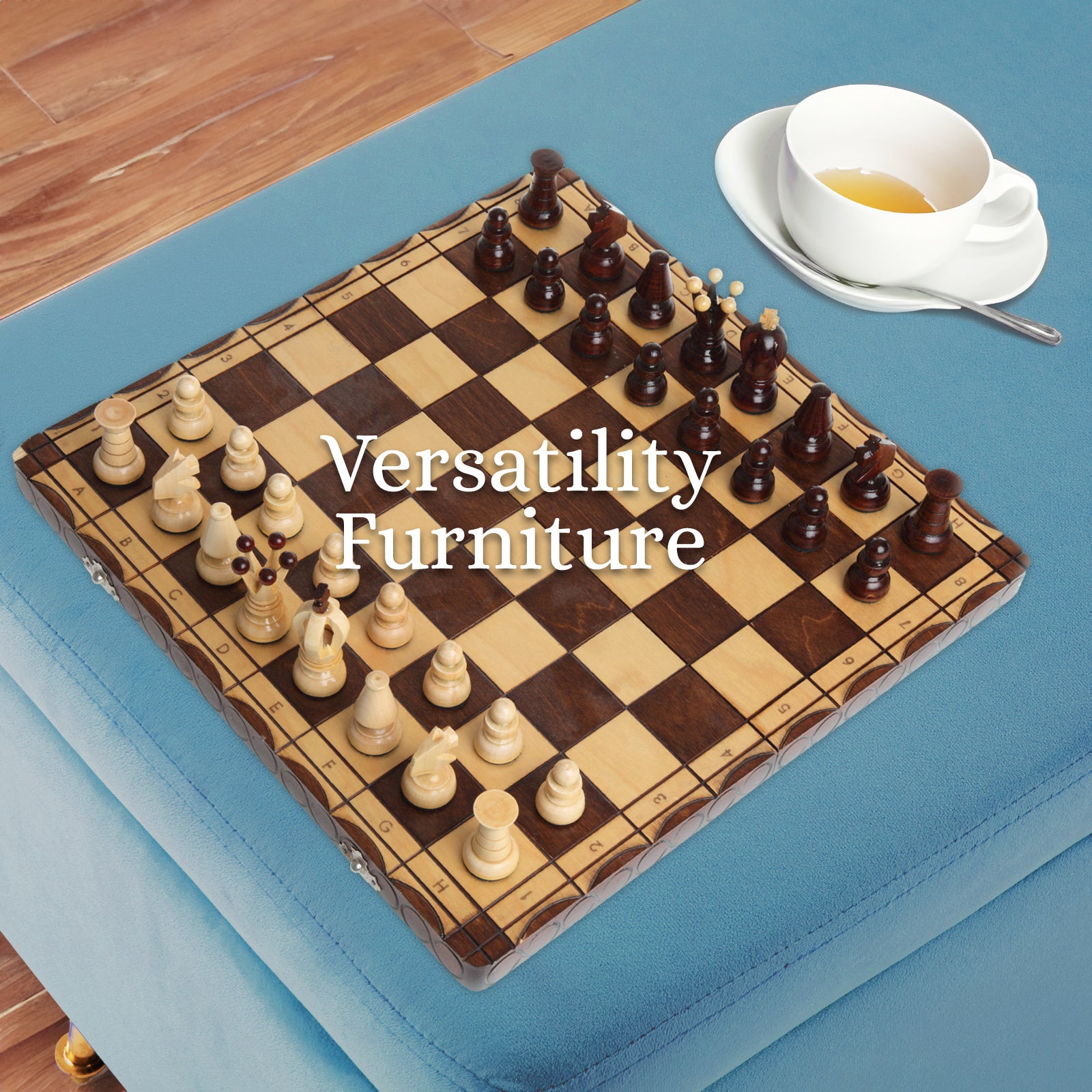 Storage Ottoman Stool Bench Seat 110cm Velvet OCEAN BLUE 11