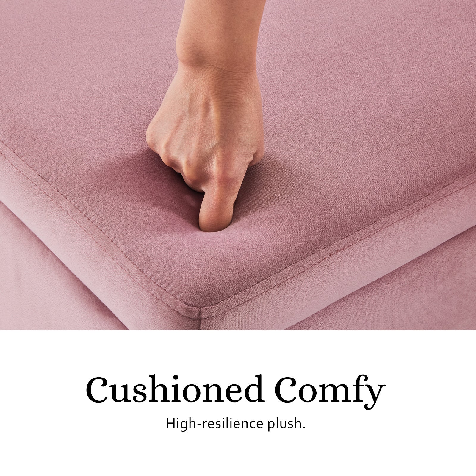 Storage Ottoman Stool Bench Seat 110cm Velvet PINK 5