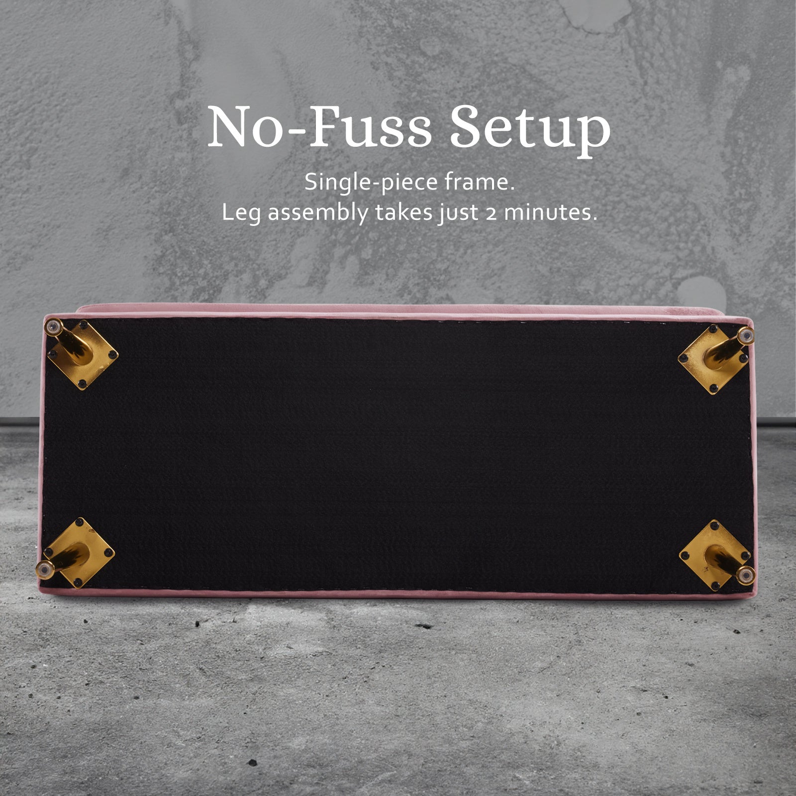 Storage Ottoman Stool Bench Seat 110cm Velvet PINK 6