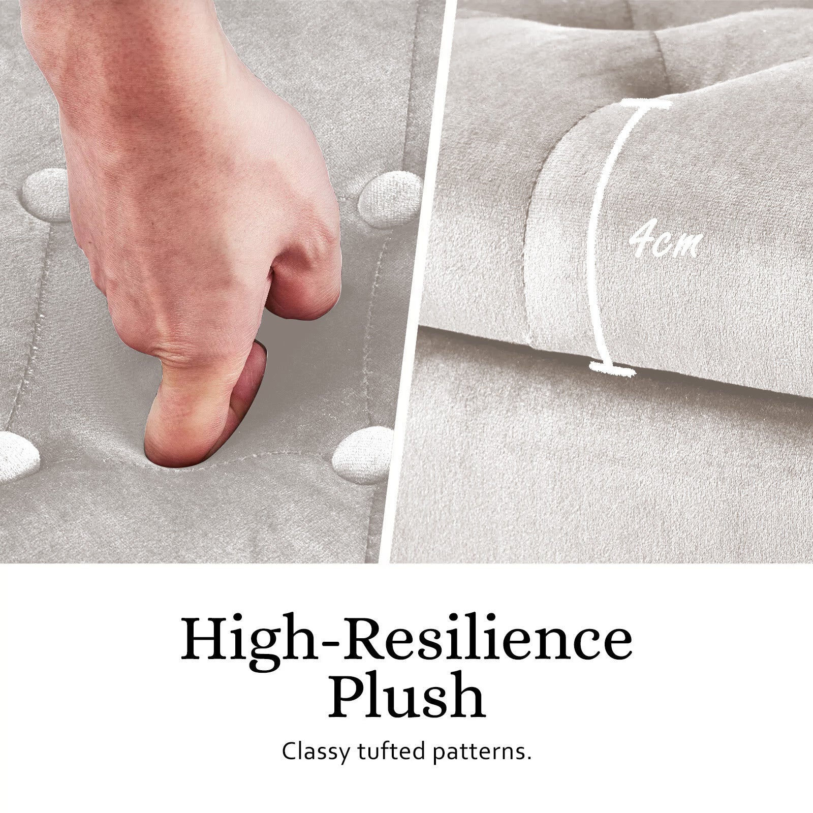 Storage Ottoman Stool Arm Bench Seat 132cm Velvet BEIGE 5