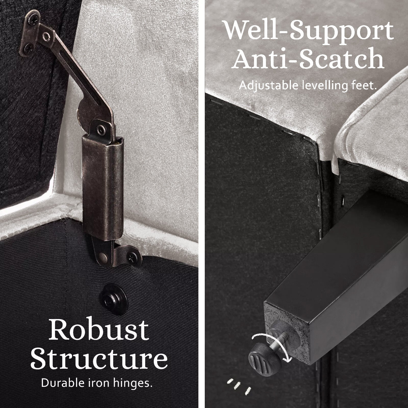 Storage Ottoman Stool Arm Bench Seat 132cm Velvet BEIGE 10