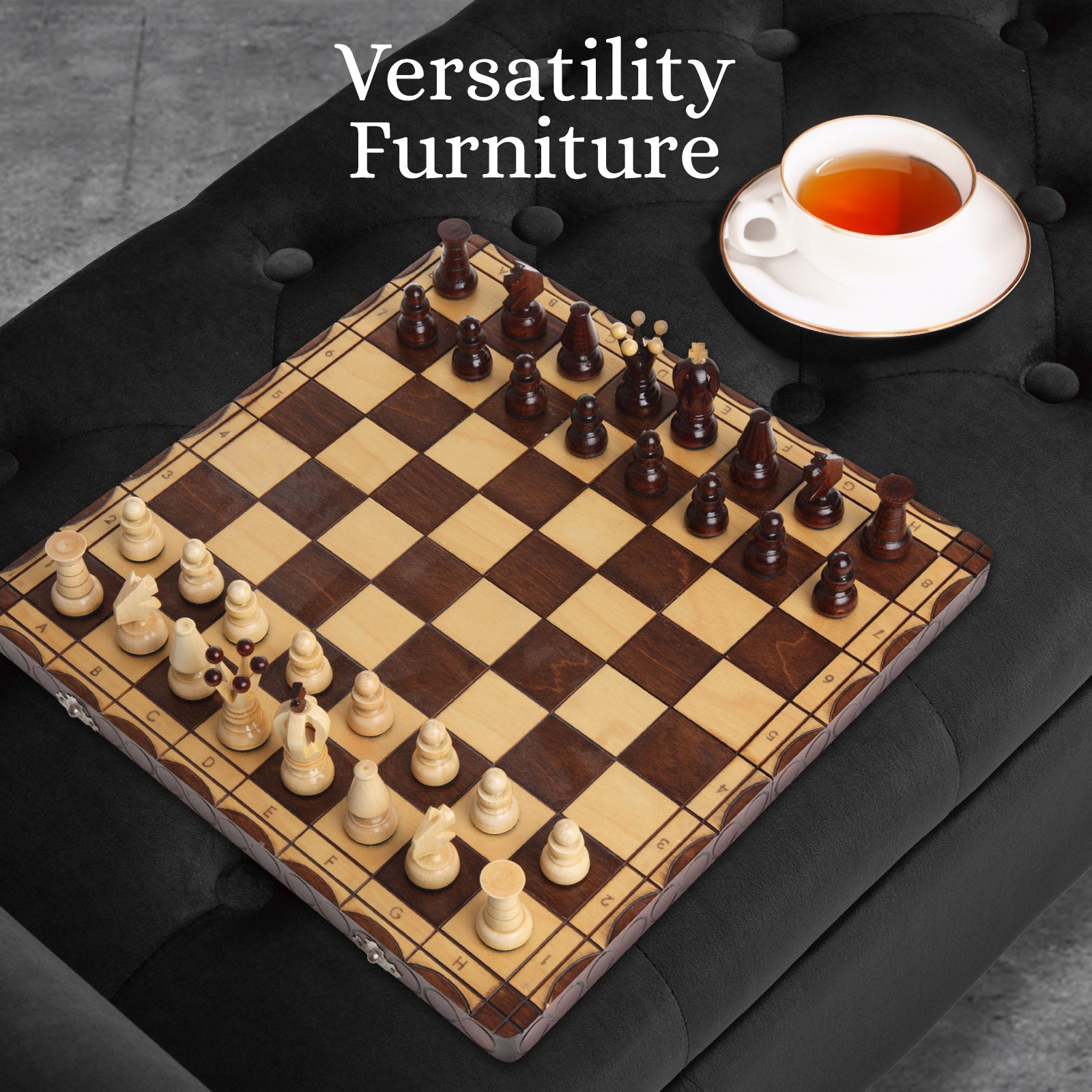 Storage Ottoman Stool Arm Bench Seat 132cm Velvet BLACK 11