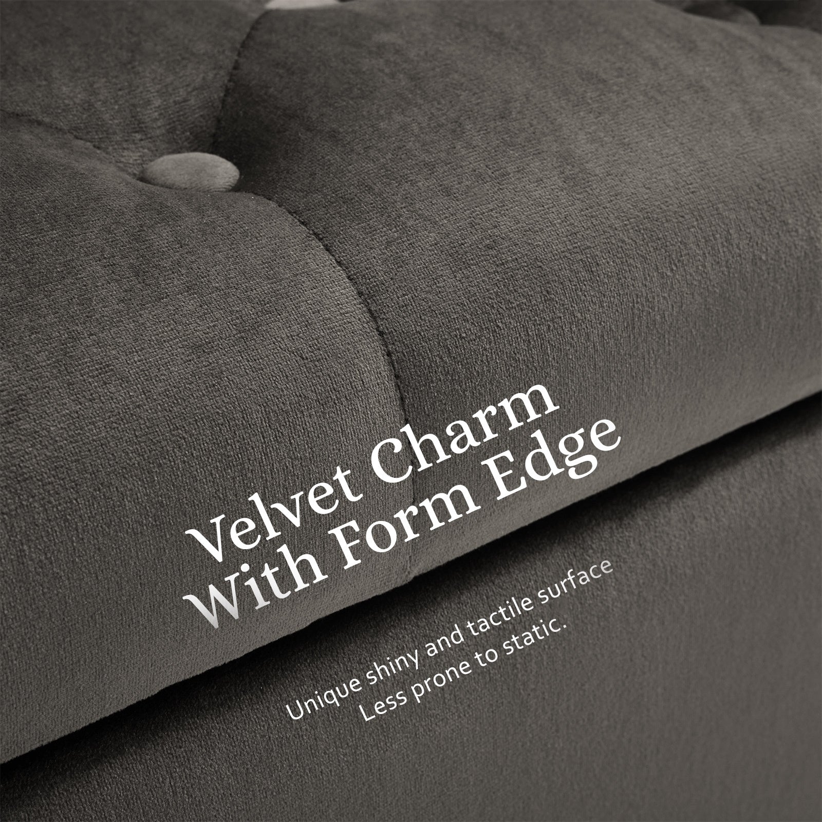 Storage Ottoman Stool Arm Bench Seat 132cm Velvet GREY 7