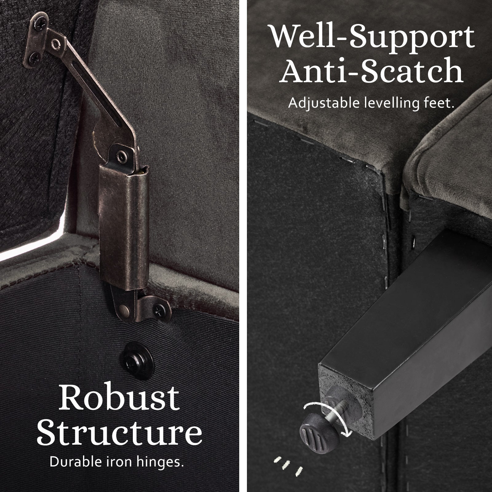 Storage Ottoman Stool Arm Bench Seat 132cm Velvet GREY 10