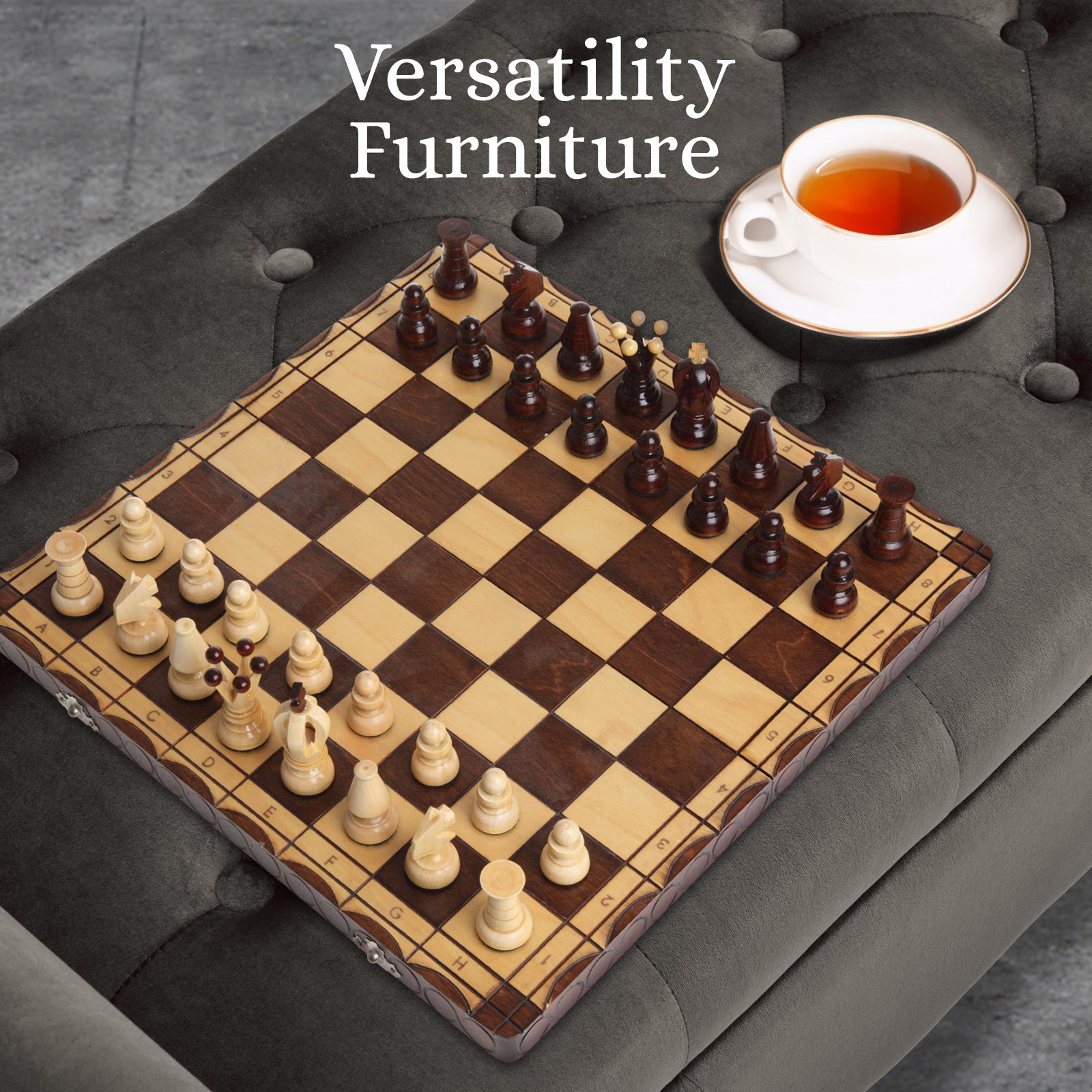 Storage Ottoman Stool Arm Bench Seat 132cm Velvet GREY 11