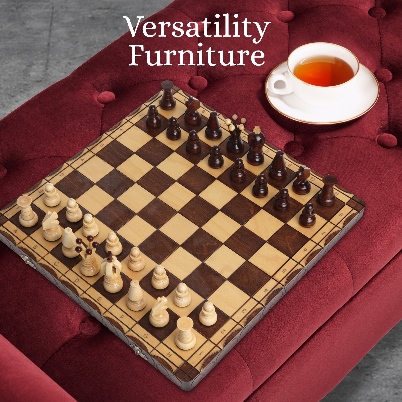 Storage Ottoman Stool Arm Bench Seat 132cm Velvet RED 11