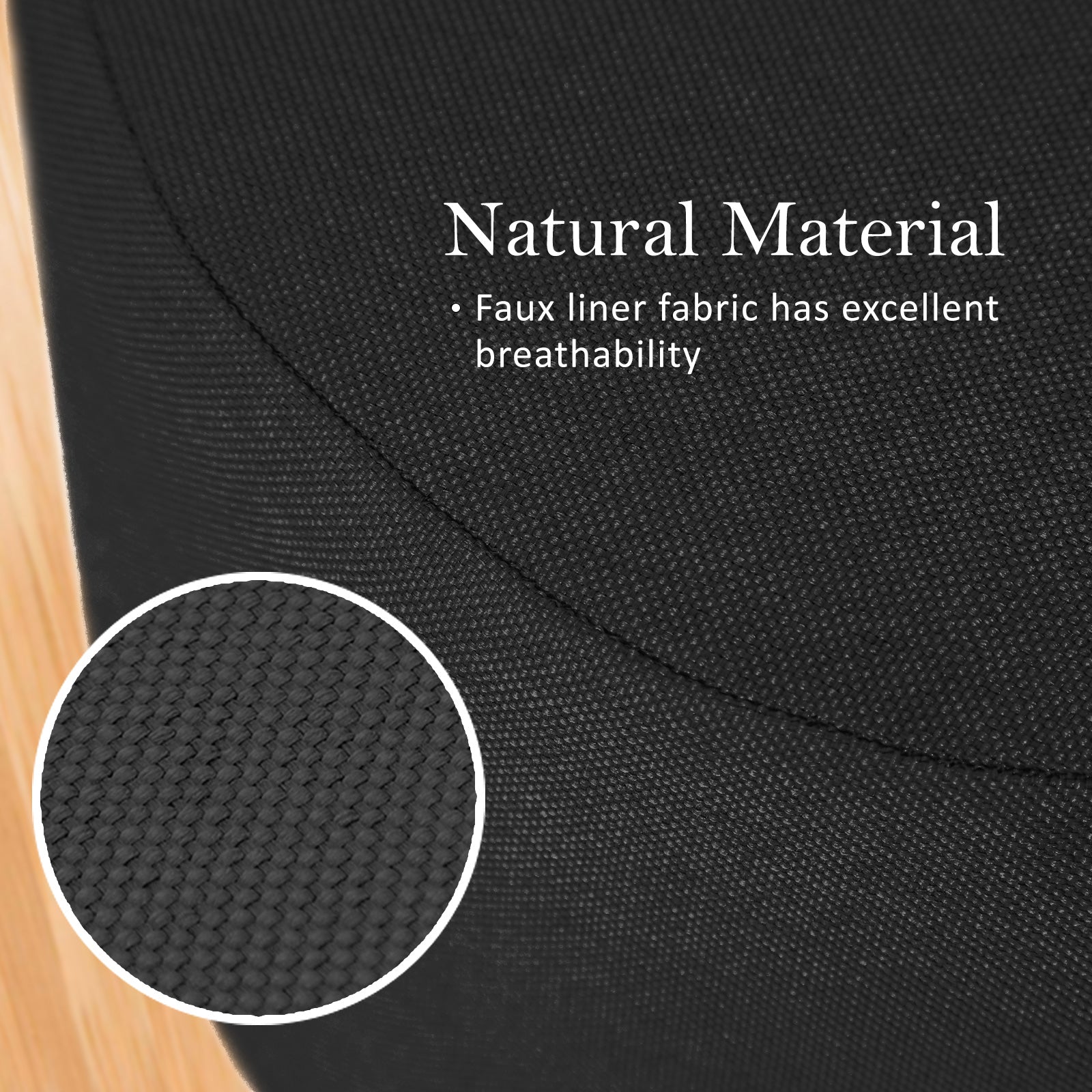 Fabric Ottoman Round Wooden Leg Foot Stool - BLACK 4