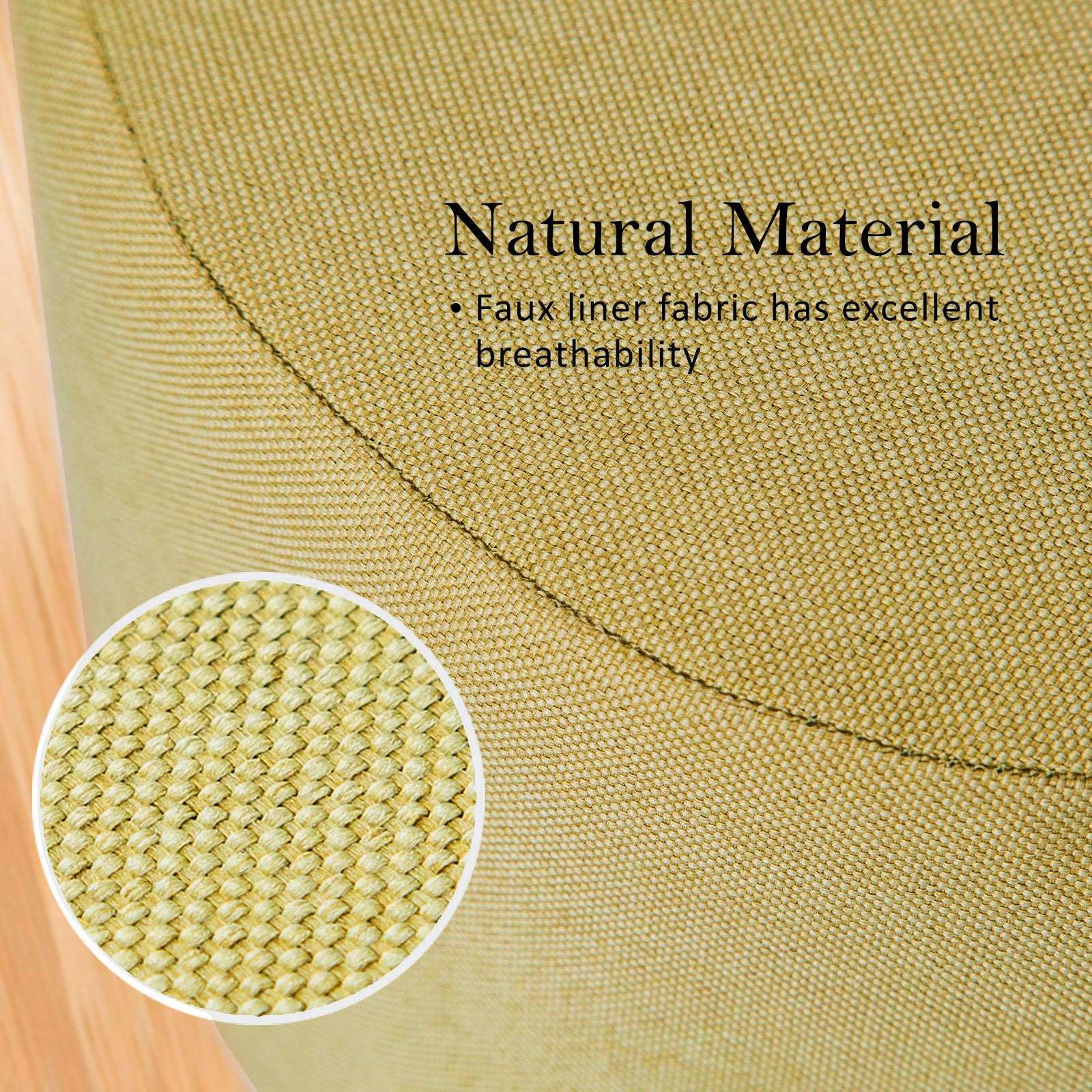 Fabric Ottoman Round Wooden Leg Foot Stool - MUSTARD YELLOW 4