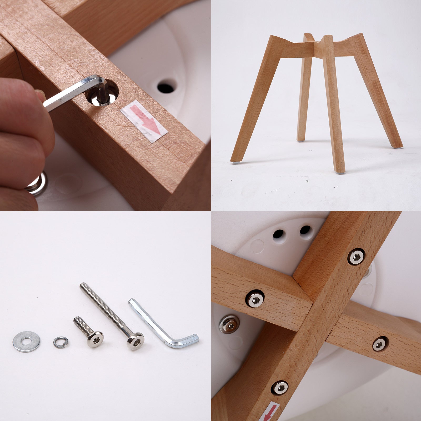 4X Retro Dining Cafe Chair Padded Seat WHITE 3