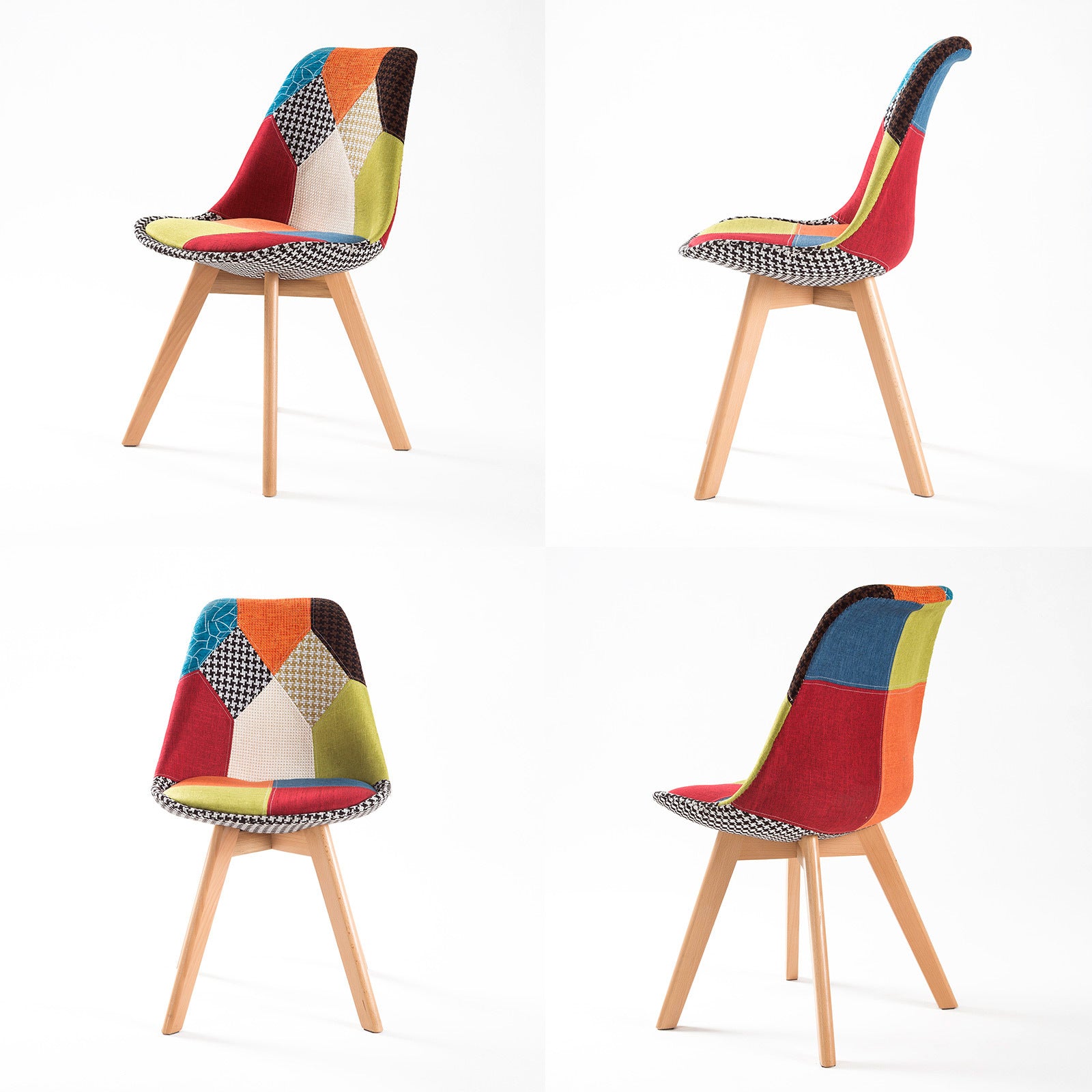 4X Retro Dining Cafe Chair Padded Seat MULTI COLOUR 3