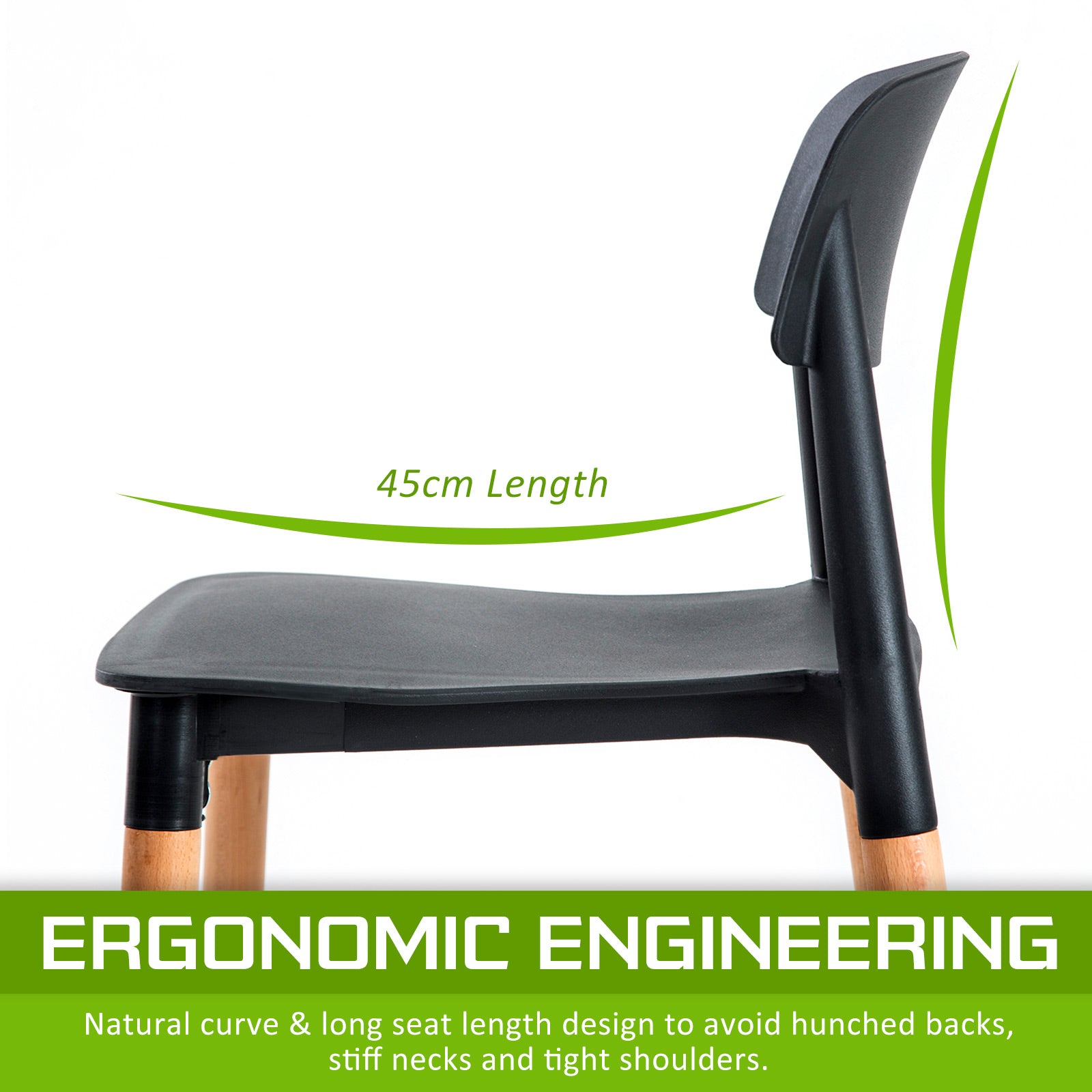 2X Retro Belloch Stackable Dining Cafe Chair BLACK 4