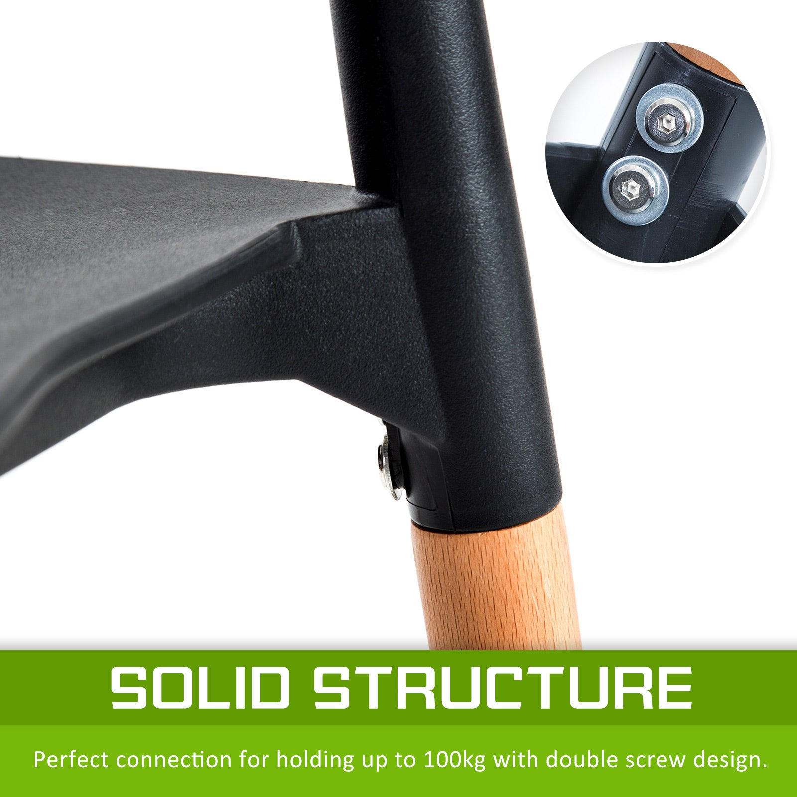 2X Retro Belloch Stackable Dining Cafe Chair BLACK 6