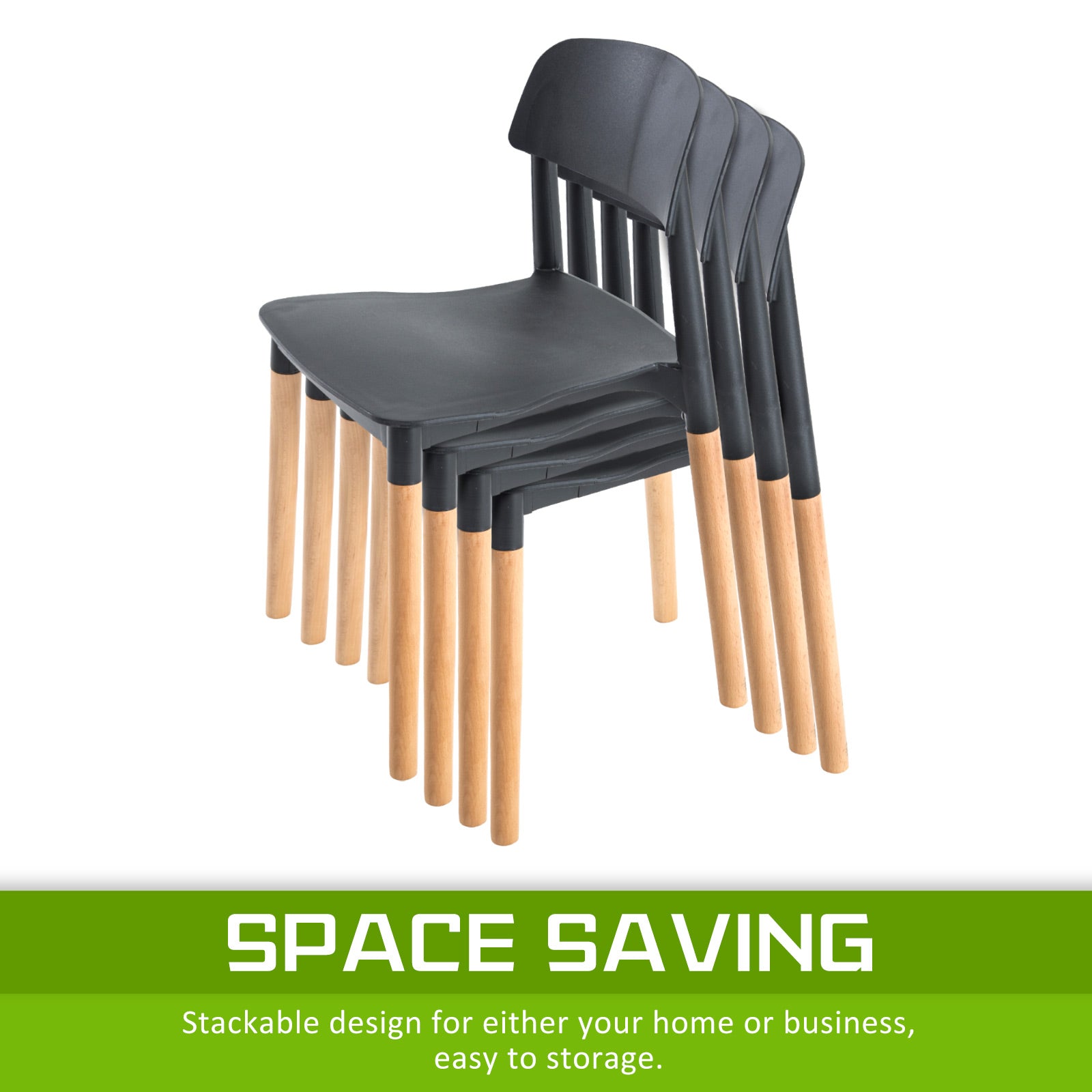 2X Retro Belloch Stackable Dining Cafe Chair BLACK 9