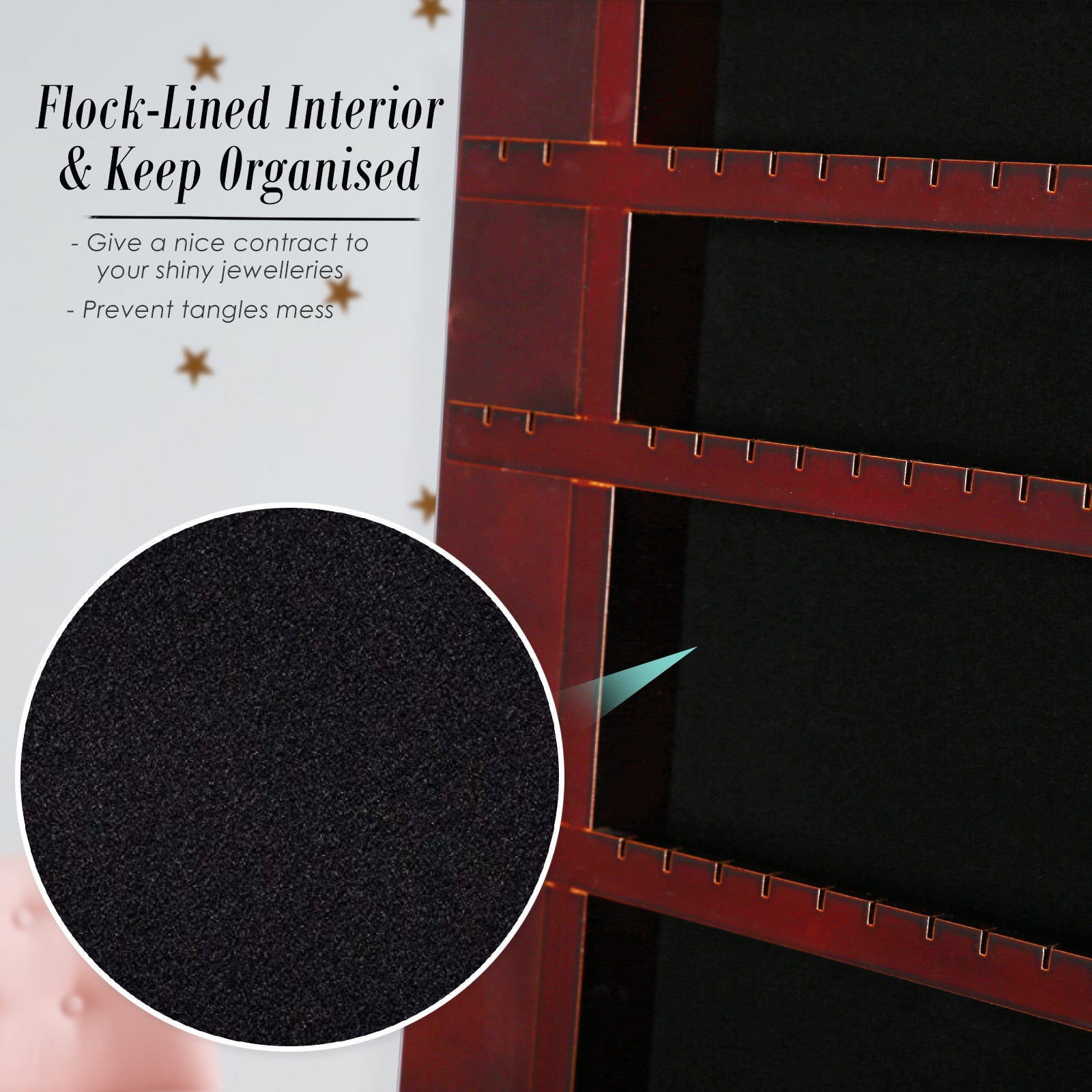 Mirror Jewellery Cabinet Storage Organiser LUVO 146cm WALNUT 7