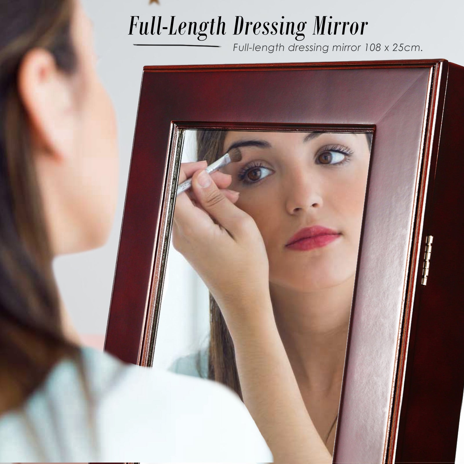 Mirror Jewellery Cabinet Storage Organiser LUVO 146cm WALNUT 9