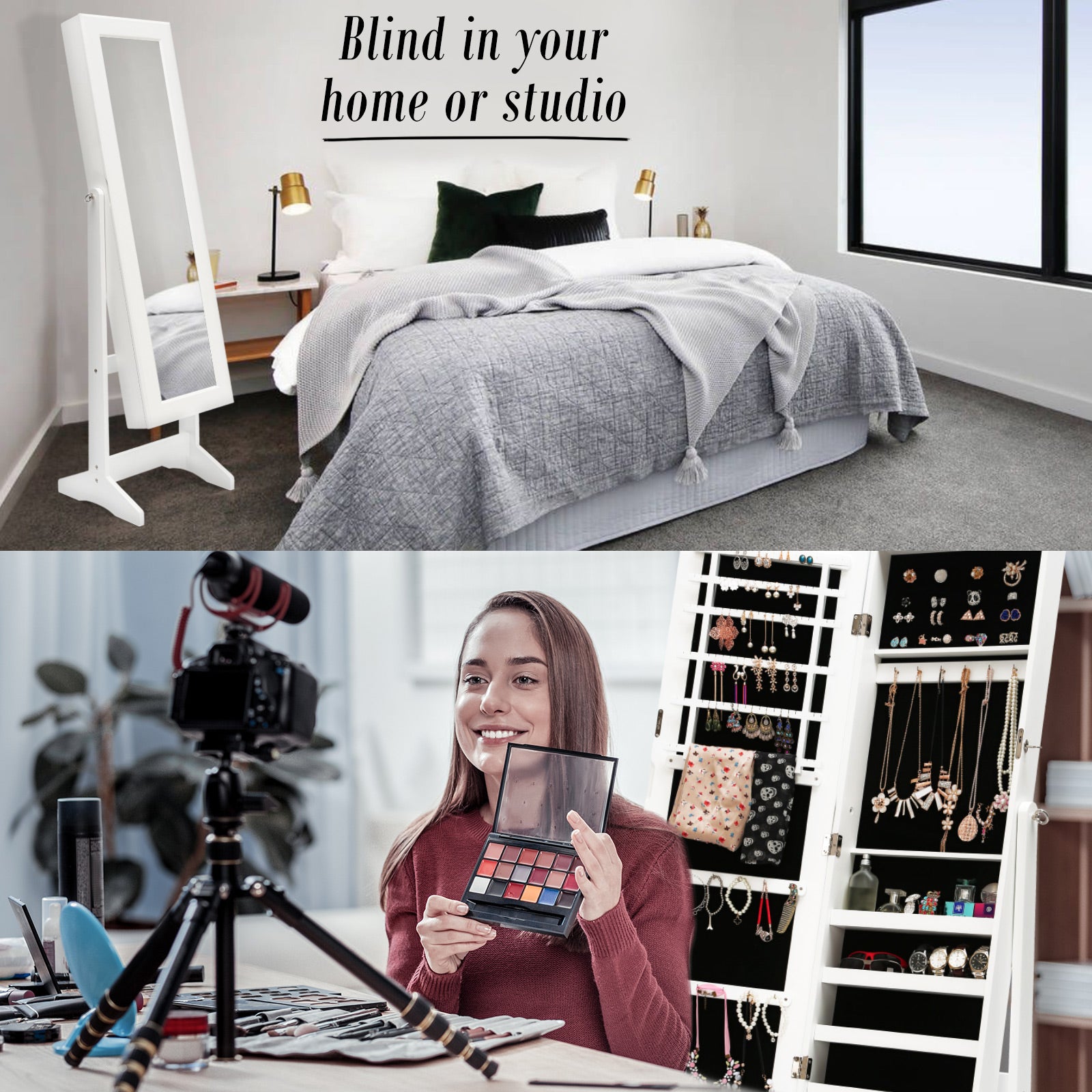 Mirror Jewellery Cabinet Storage Organiser LUVO 146cm WHITE 3