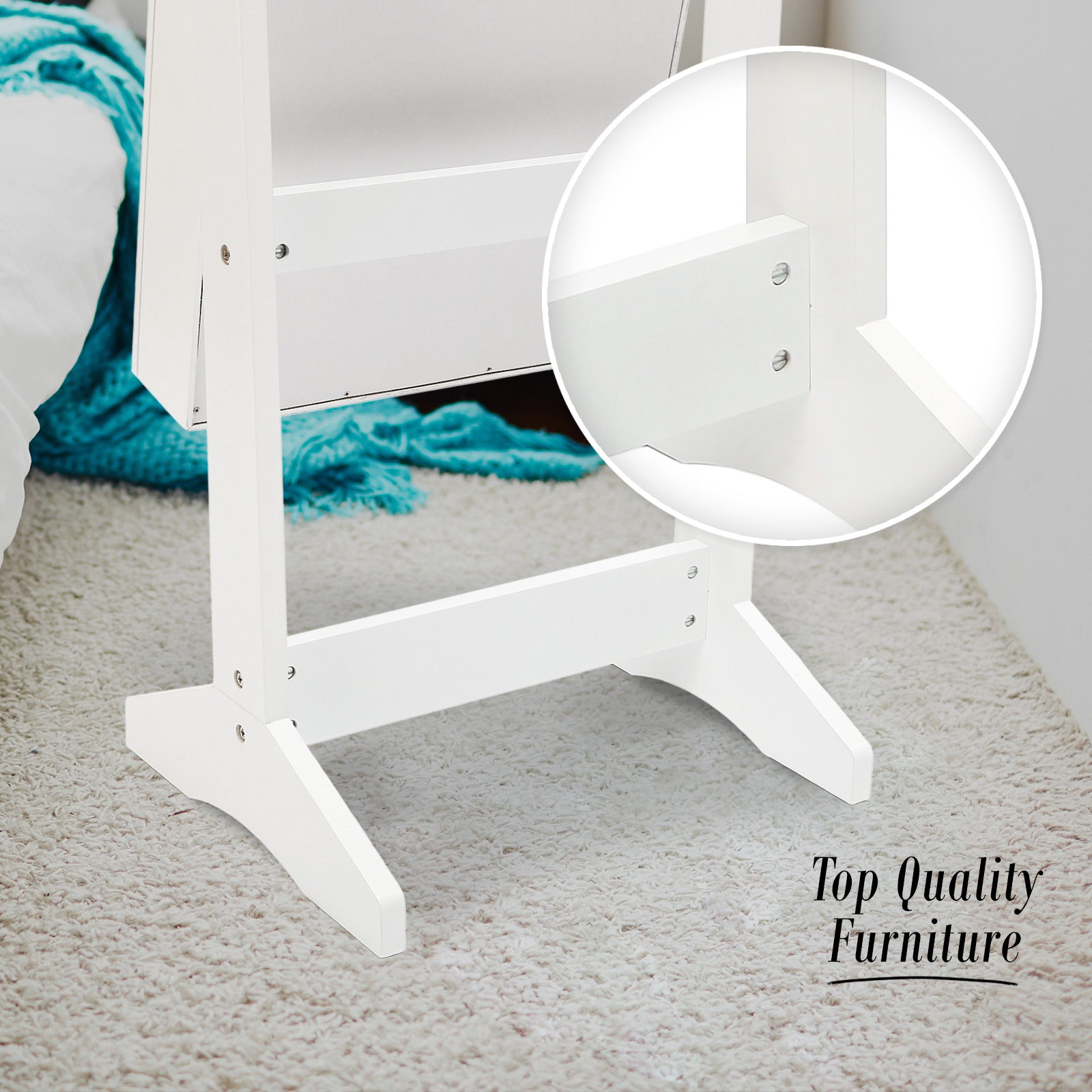 Mirror Jewellery Cabinet Storage Organiser LUVO 146cm WHITE 4