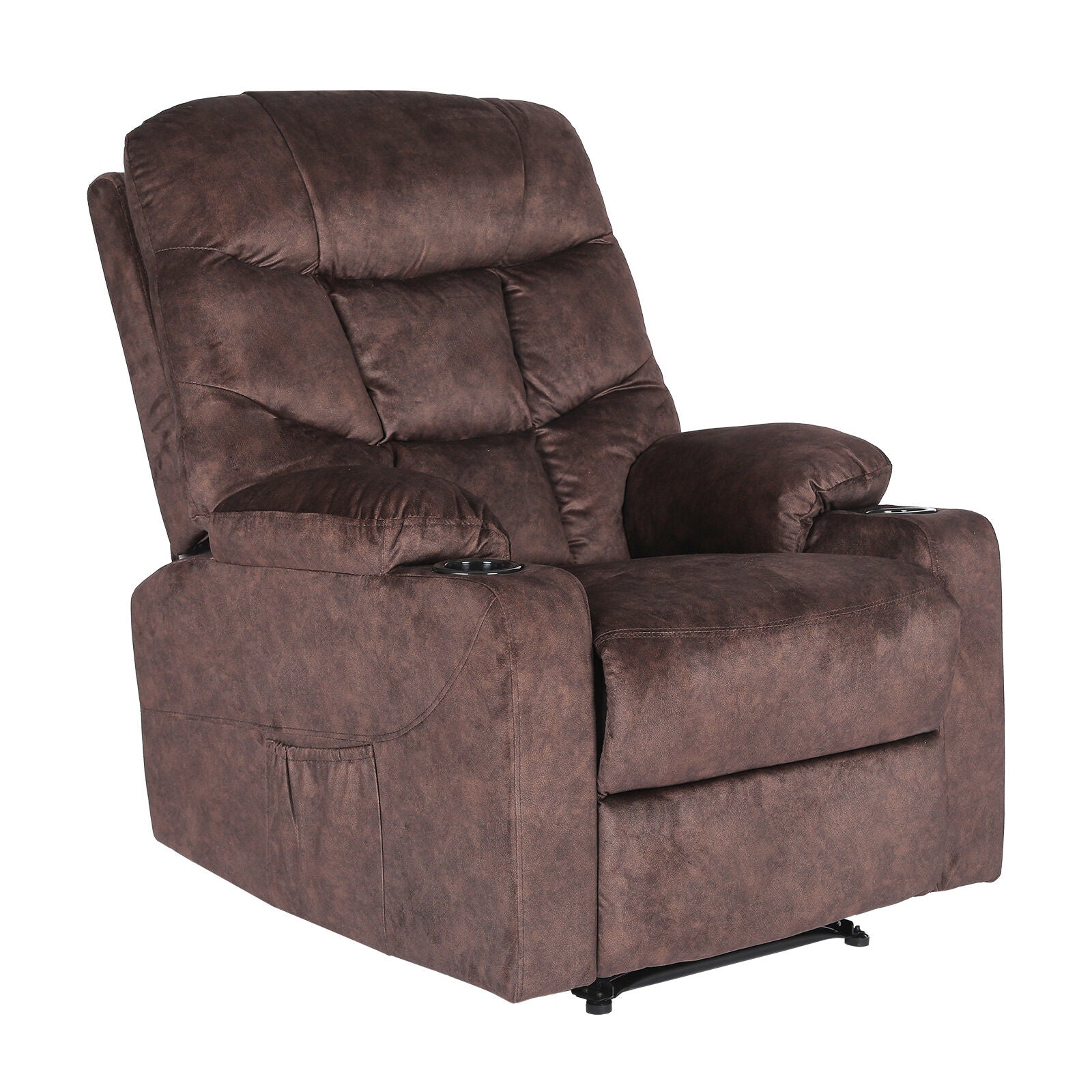8-Point Electric Massage Recliner Chair - Leathaire Lounge Sofa Armchair AVERY BROWN