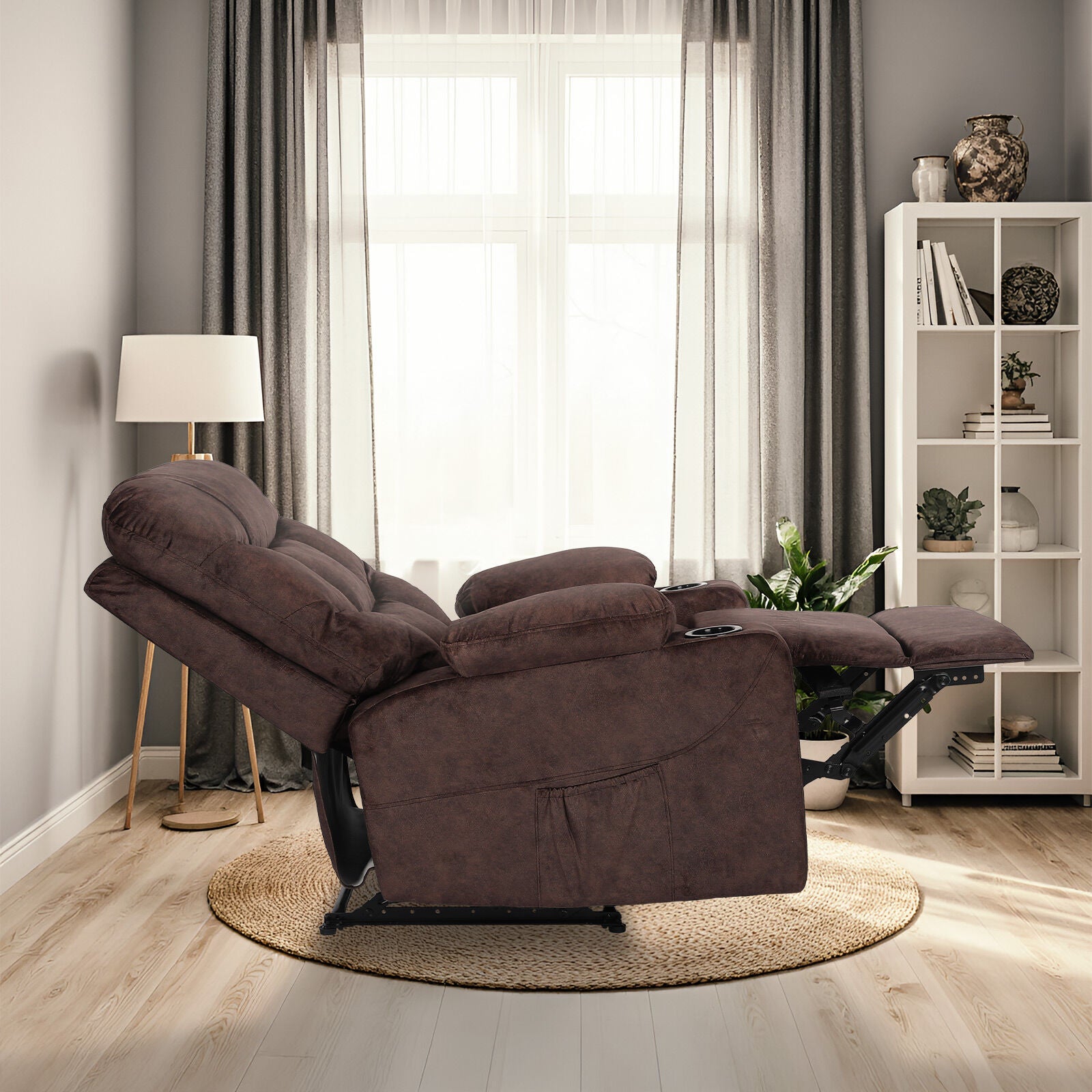 8-Point Electric Massage Recliner Chair - Leathaire Lounge Sofa Armchair AVERY BROWN 6