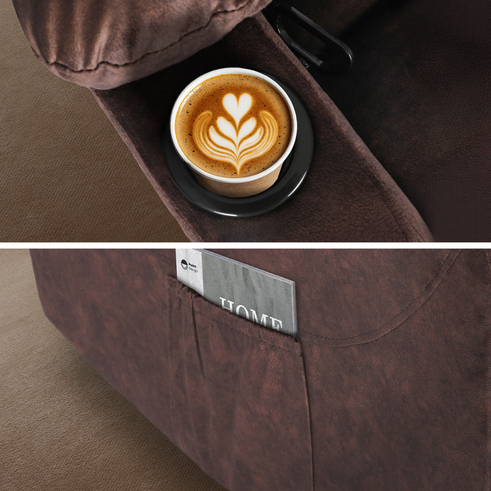 8-Point Electric Massage Recliner Chair - Leathaire Lounge Sofa Armchair AVERY BROWN 9