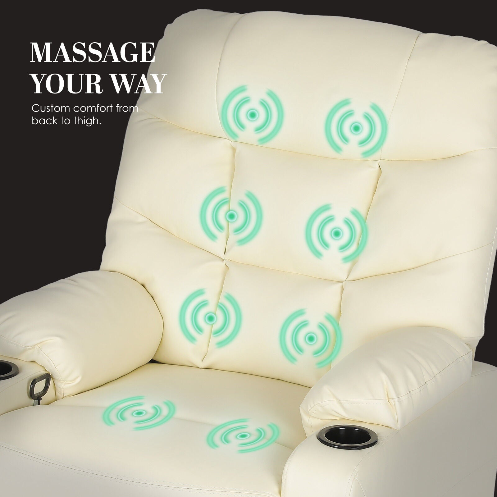 8-Point Electric Massage Recliner Chair - PU Leather Lounge Sofa Armchair ARLEEN BEIGE 5