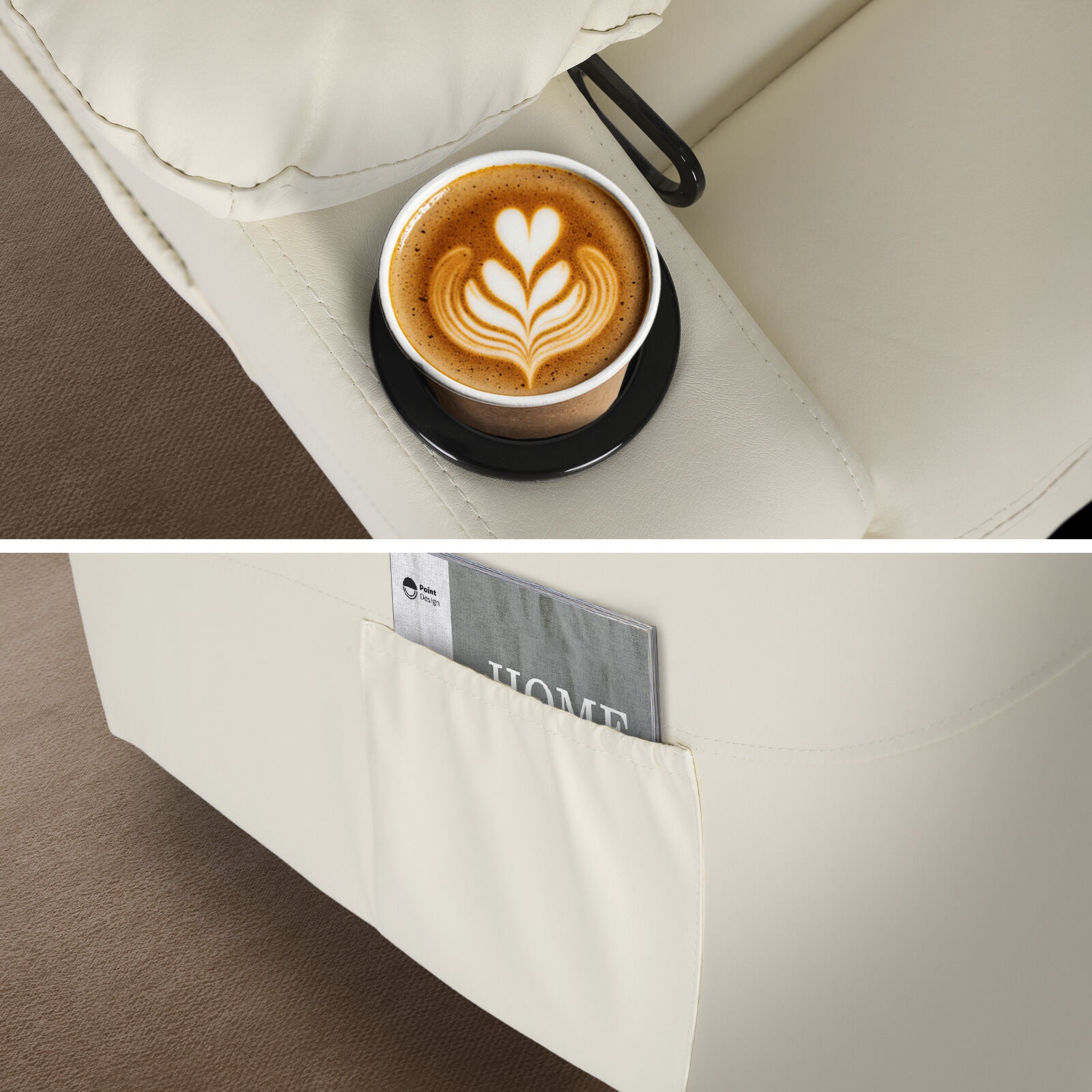 8-Point Electric Massage Recliner Chair - PU Leather Lounge Sofa Armchair CELINA CREAM 9