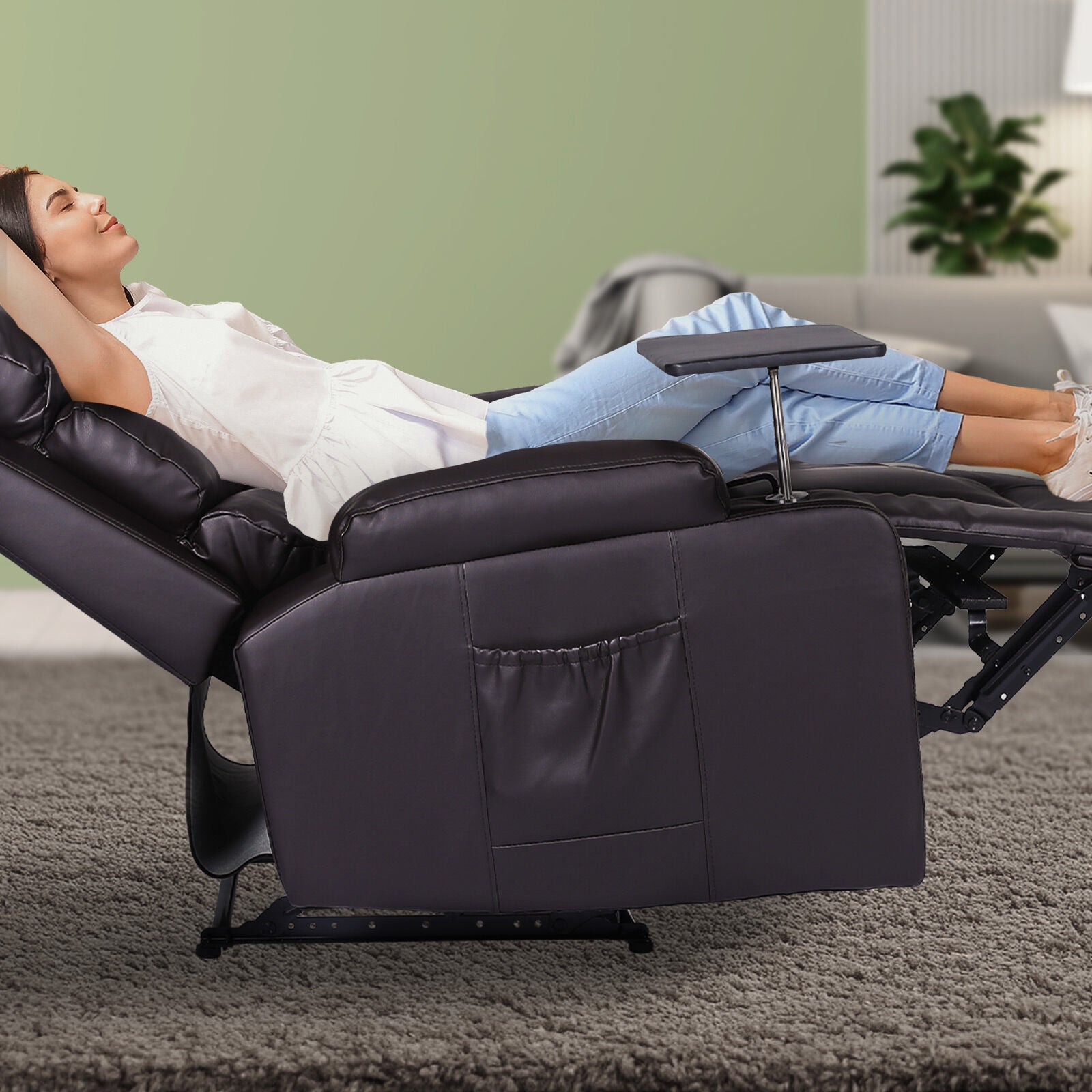 8-Point Electric Massage Recliner Chair - PU Leather Electric Lounge Sofa Armchair HARLOW BROWN 3