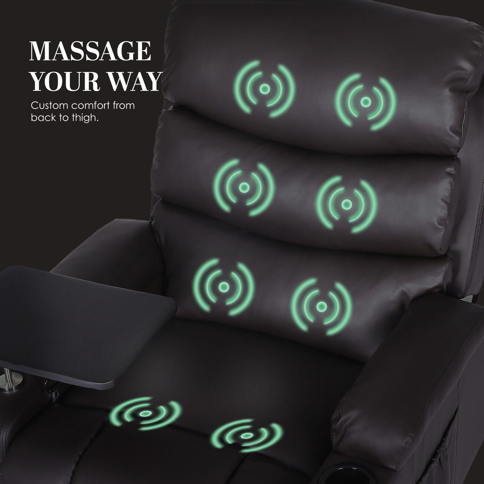 8-Point Electric Massage Recliner Chair - PU Leather Electric Lounge Sofa Armchair HARLOW BROWN 5