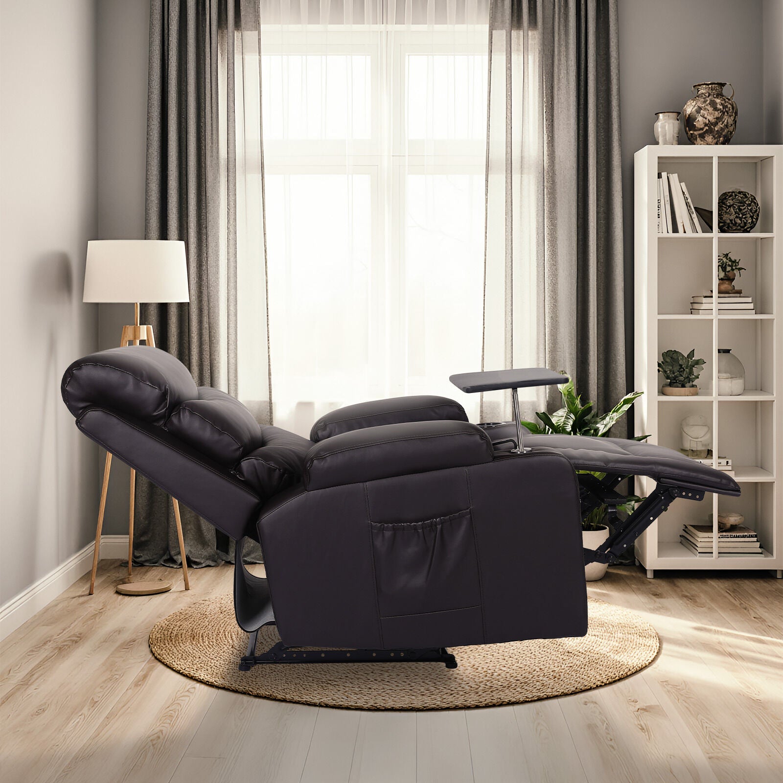 8-Point Electric Massage Recliner Chair - PU Leather Electric Lounge Sofa Armchair HARLOW BROWN 6