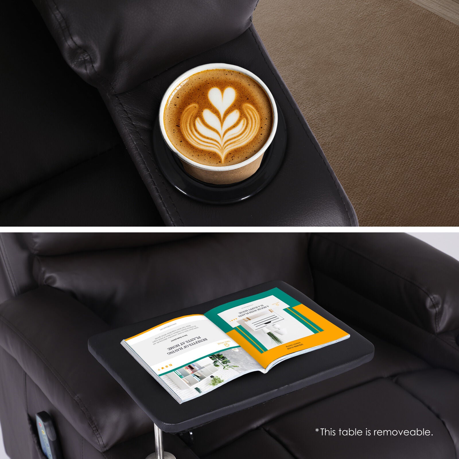 8-Point Electric Massage Recliner Chair - PU Leather Electric Lounge Sofa Armchair HARLOW BROWN 7