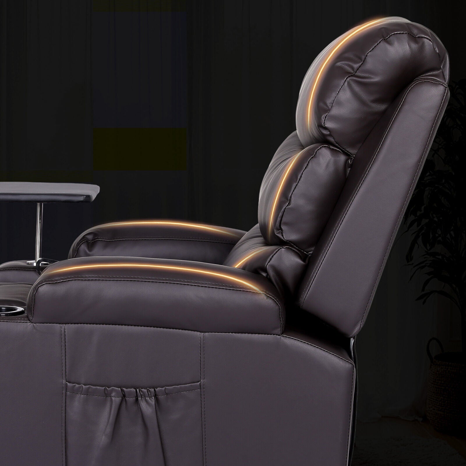 8-Point Electric Massage Recliner Chair - PU Leather Electric Lounge Sofa Armchair HARLOW BROWN 10