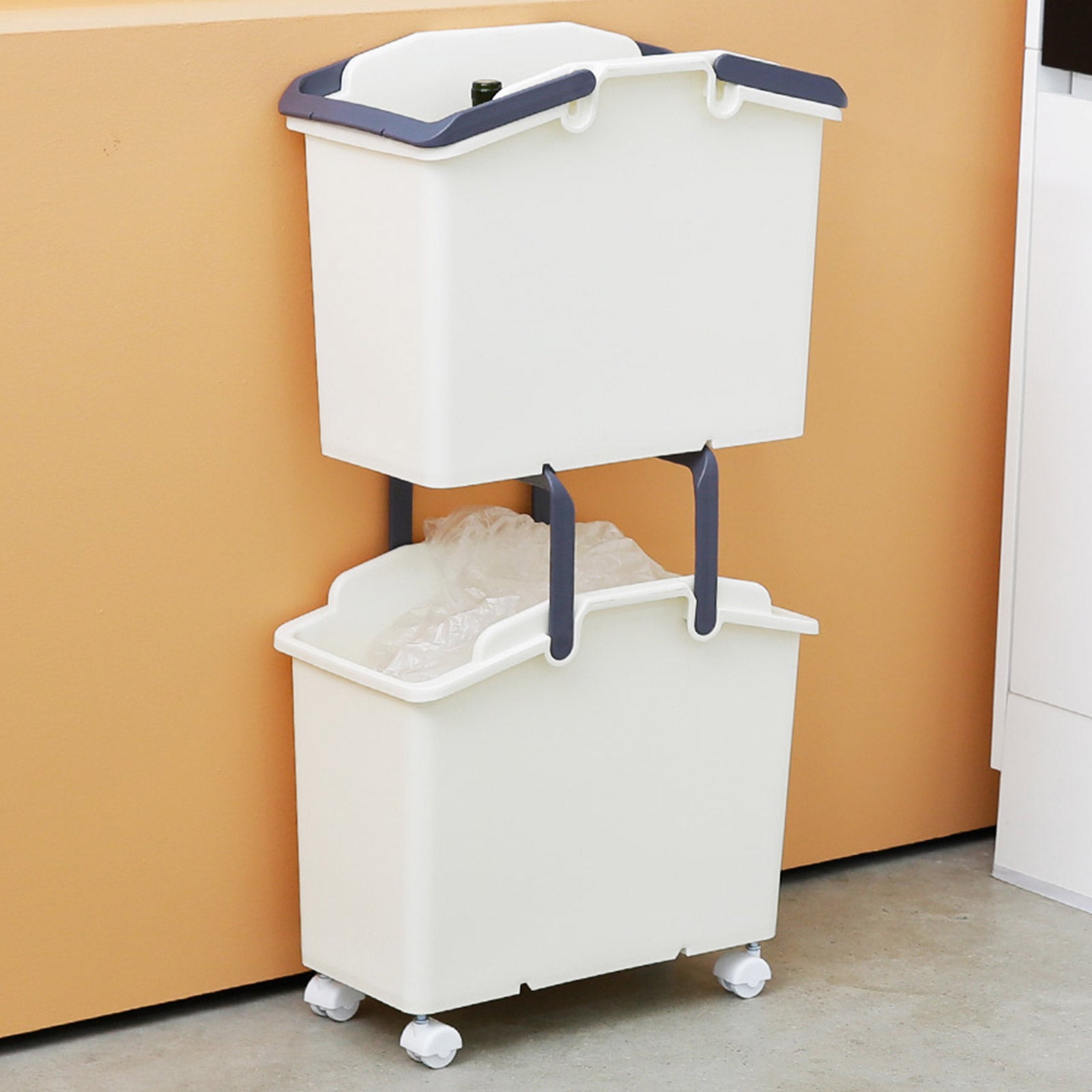 2 Set Stackable Multipurpose Laundry Basket Ivory 3