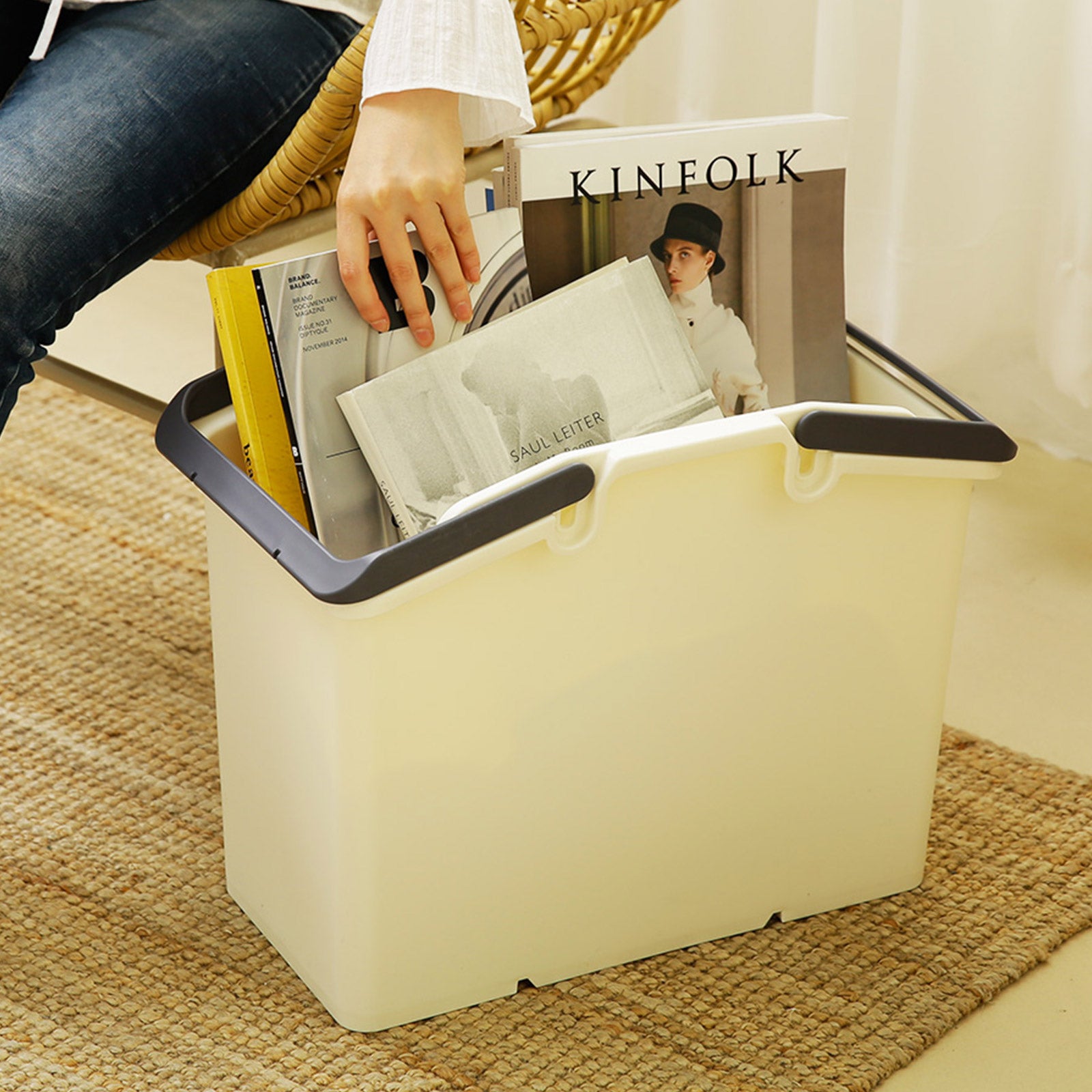 2 Set Stackable Multipurpose Laundry Basket Ivory 9