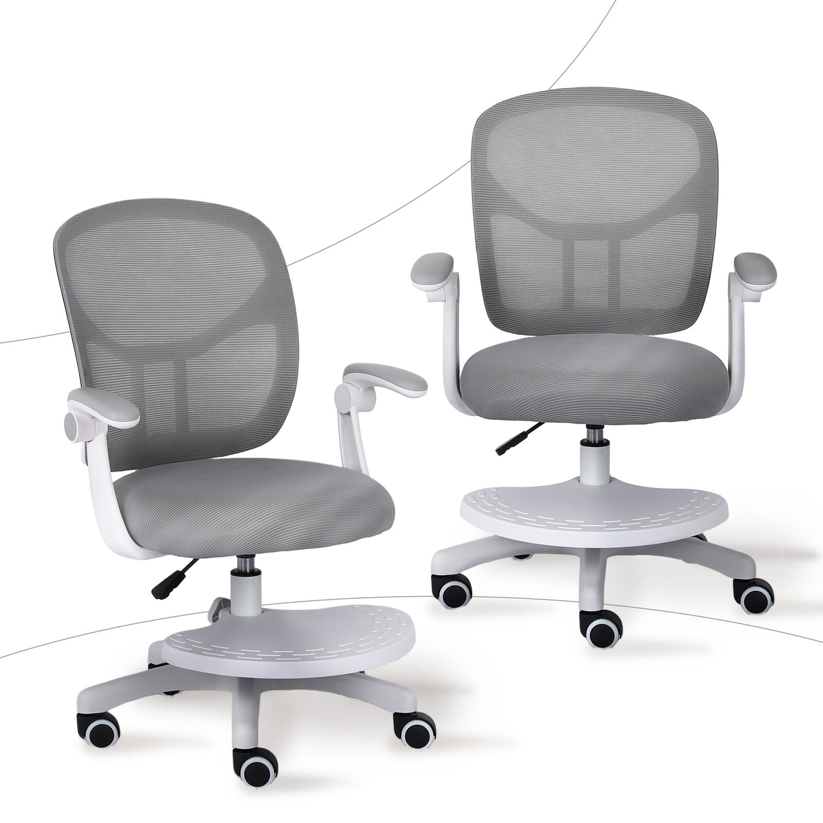 Kids Desk Chair - Children Office Study Seat with Footrest NOVA - Grey 4