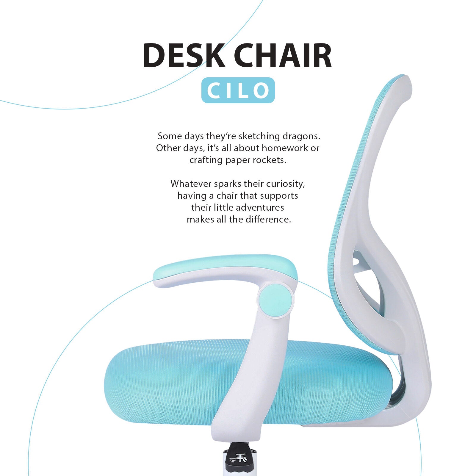 Kids Desk Chair - Children Office Study Seat with Footrest CILO - Blue 3