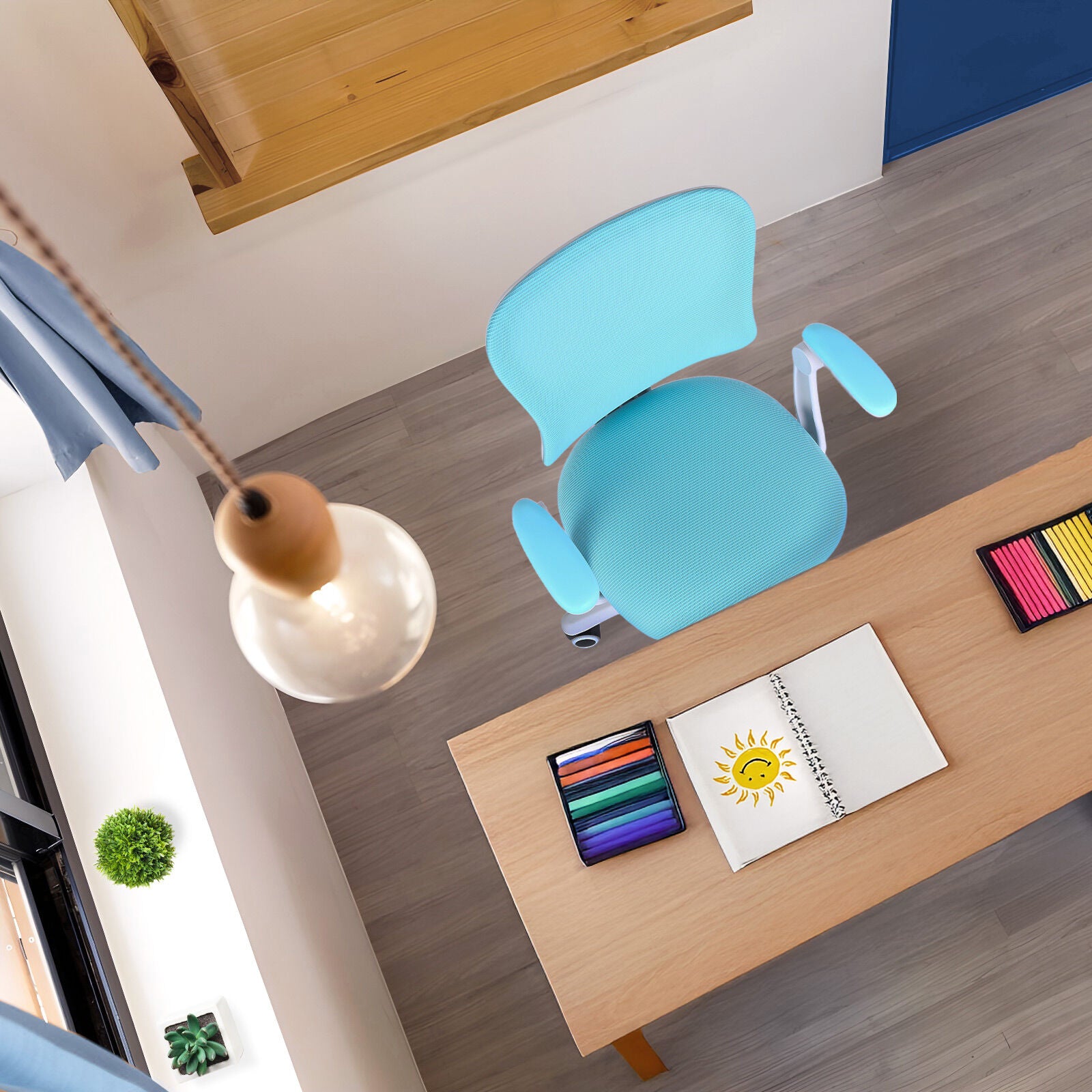 Kids Desk Chair - Children Office Study Seat with Footrest CILO - Blue 5