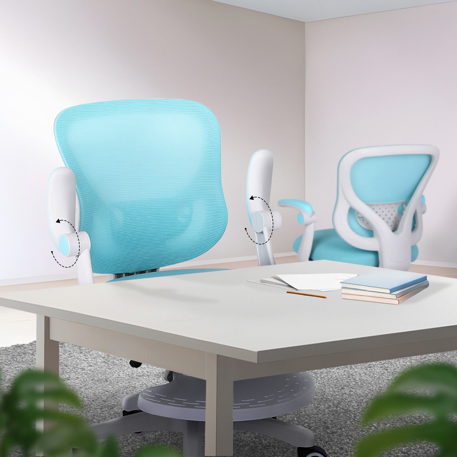 Kids Desk Chair - Children Office Study Seat with Footrest CILO - Blue 6