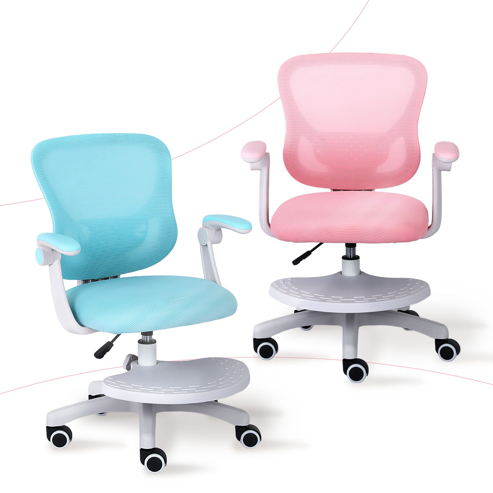 Kids Desk Chair - Children Office Study Seat with Footrest CILO - Pink 4