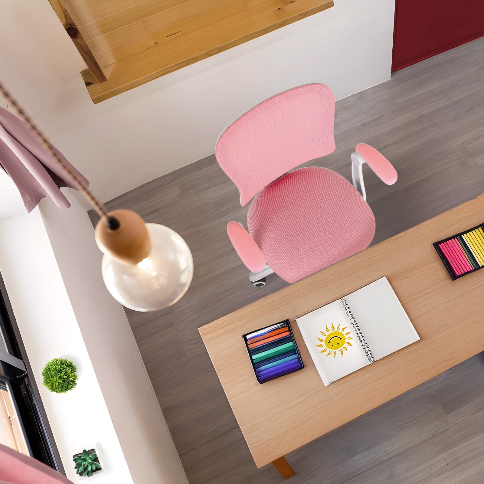 Kids Desk Chair - Children Office Study Seat with Footrest CILO - Pink 6