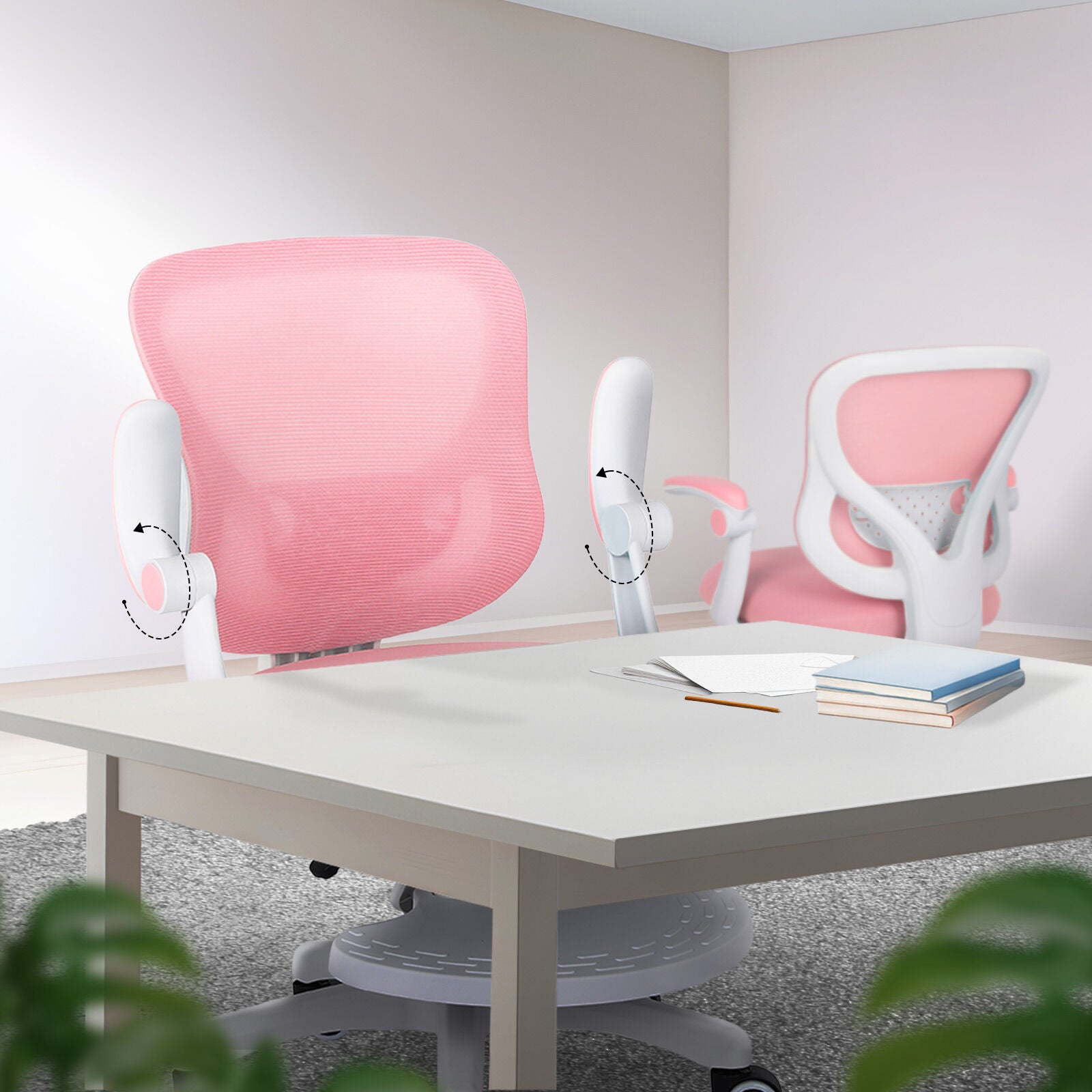Kids Desk Chair - Children Office Study Seat with Footrest CILO - Pink 7
