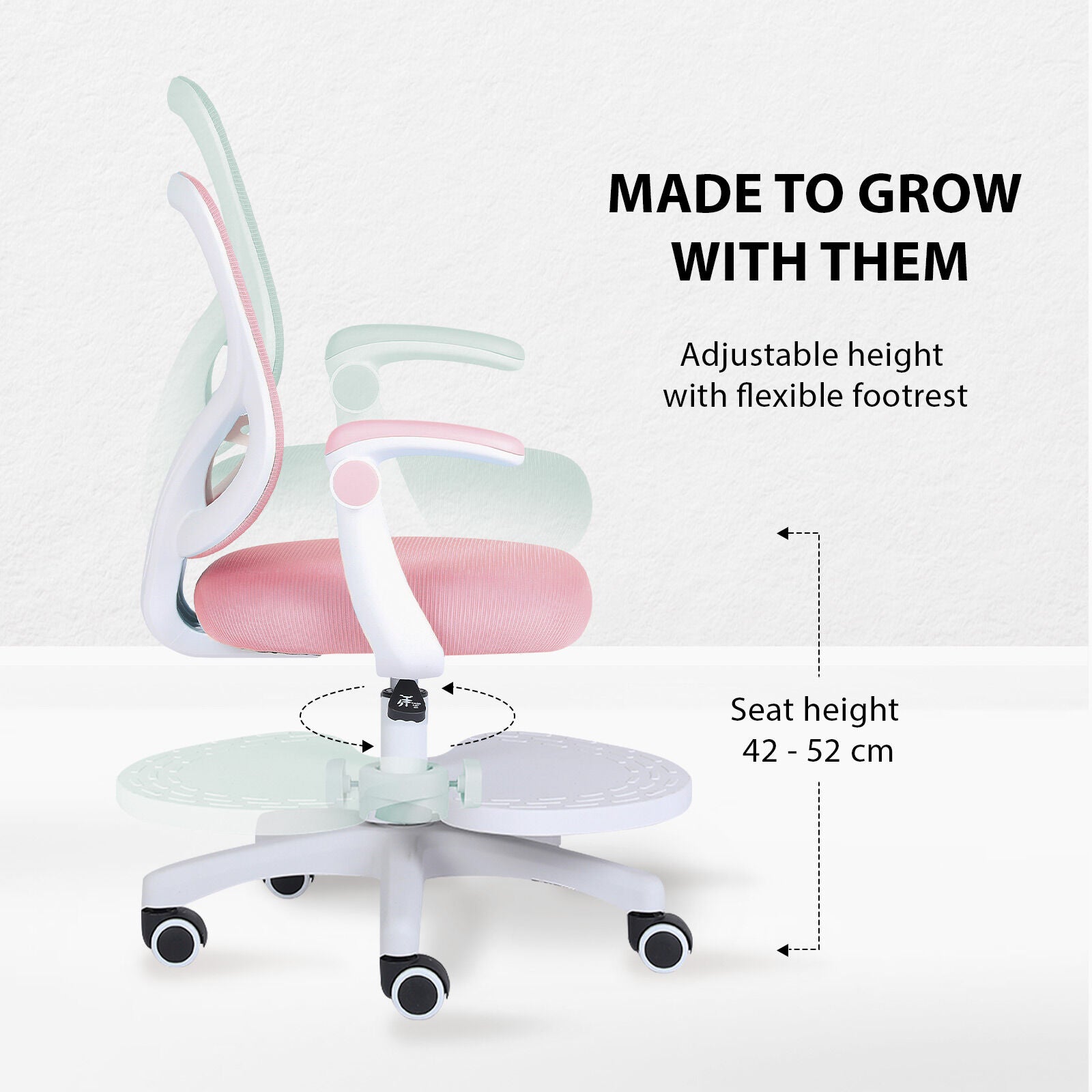 Kids Desk Chair - Children Office Study Seat with Footrest CILO - Pink 8