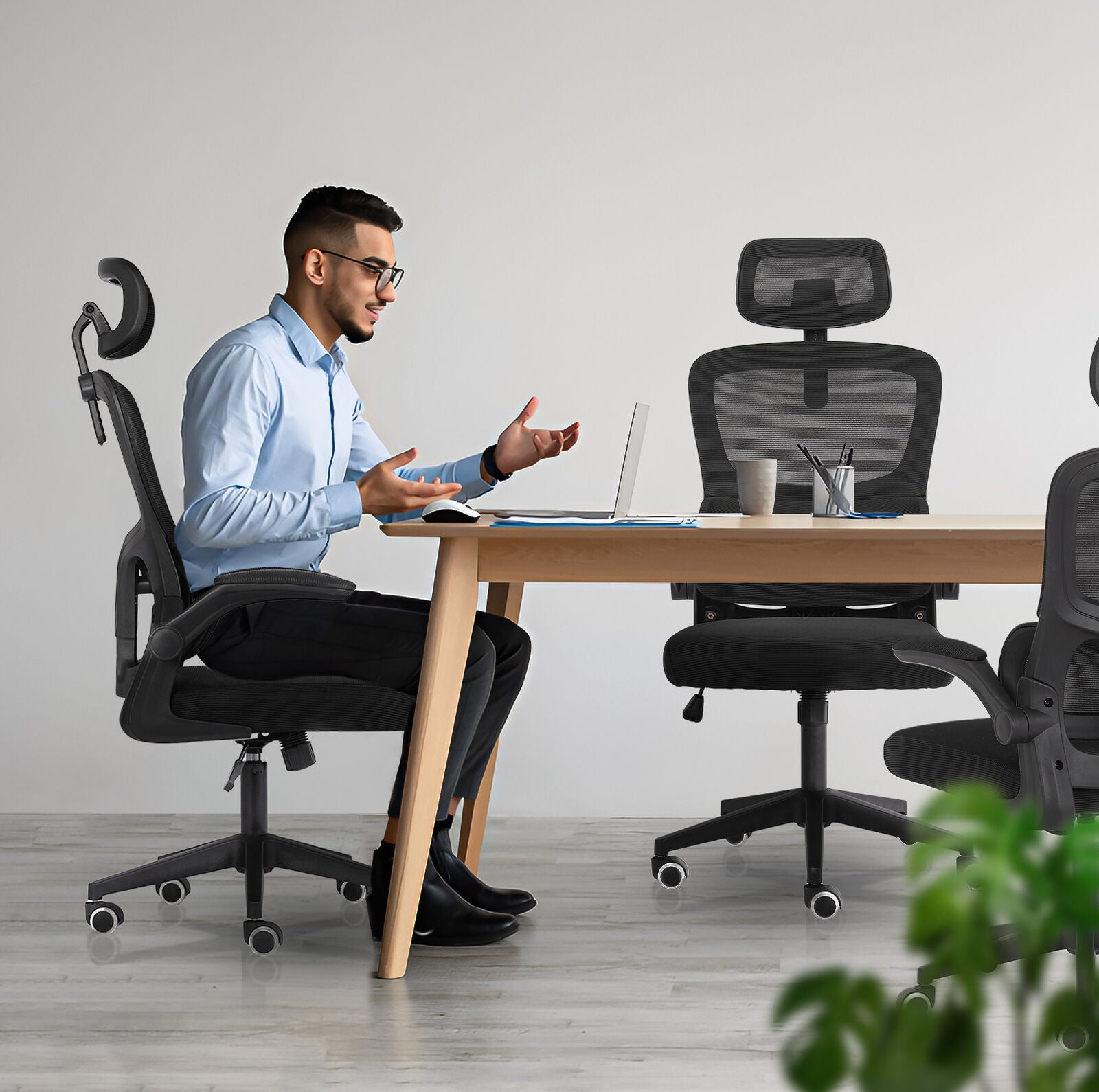 Work Office Chair - Lumber Support, Flip-up Armrest, Adjustable Headrest SITIO - Black 5